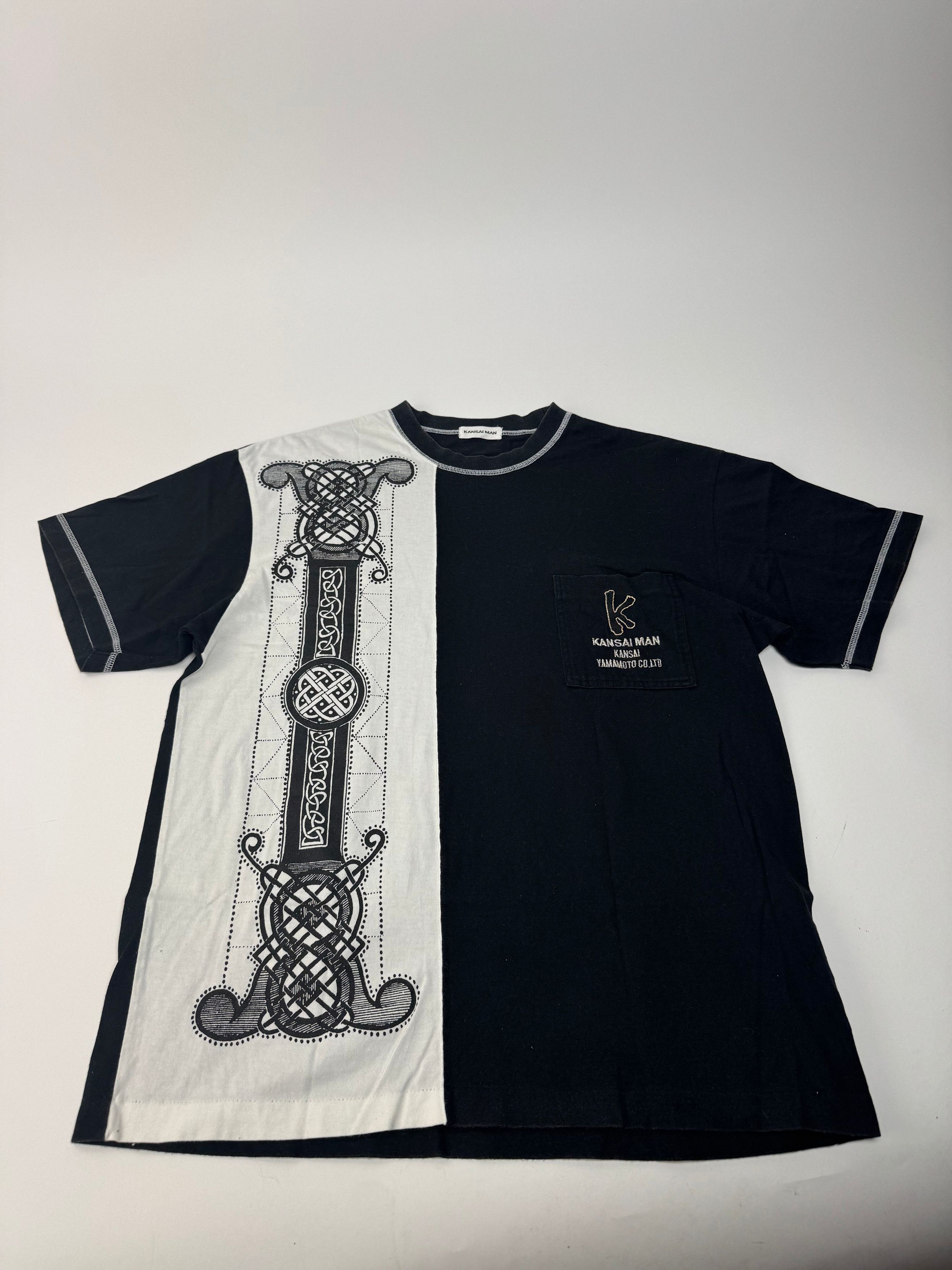 Kansai Yamamoto Vintage Abstract Mens T-shirt Black White M/L Size US L / EU 52-54 / 3 - 15 Thumbnail