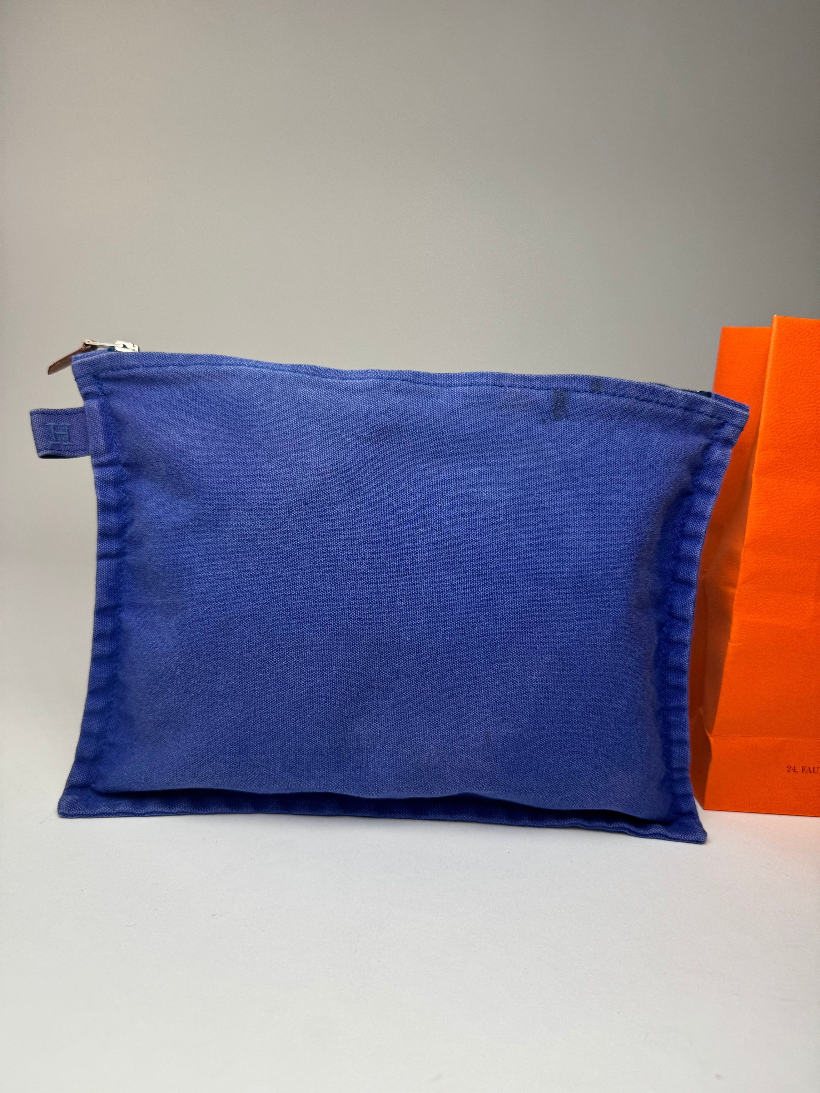 Other Vintage Hermes Canvas Clutch Cosmetic Bag Blue Size ONE SIZE - 6 Thumbnail