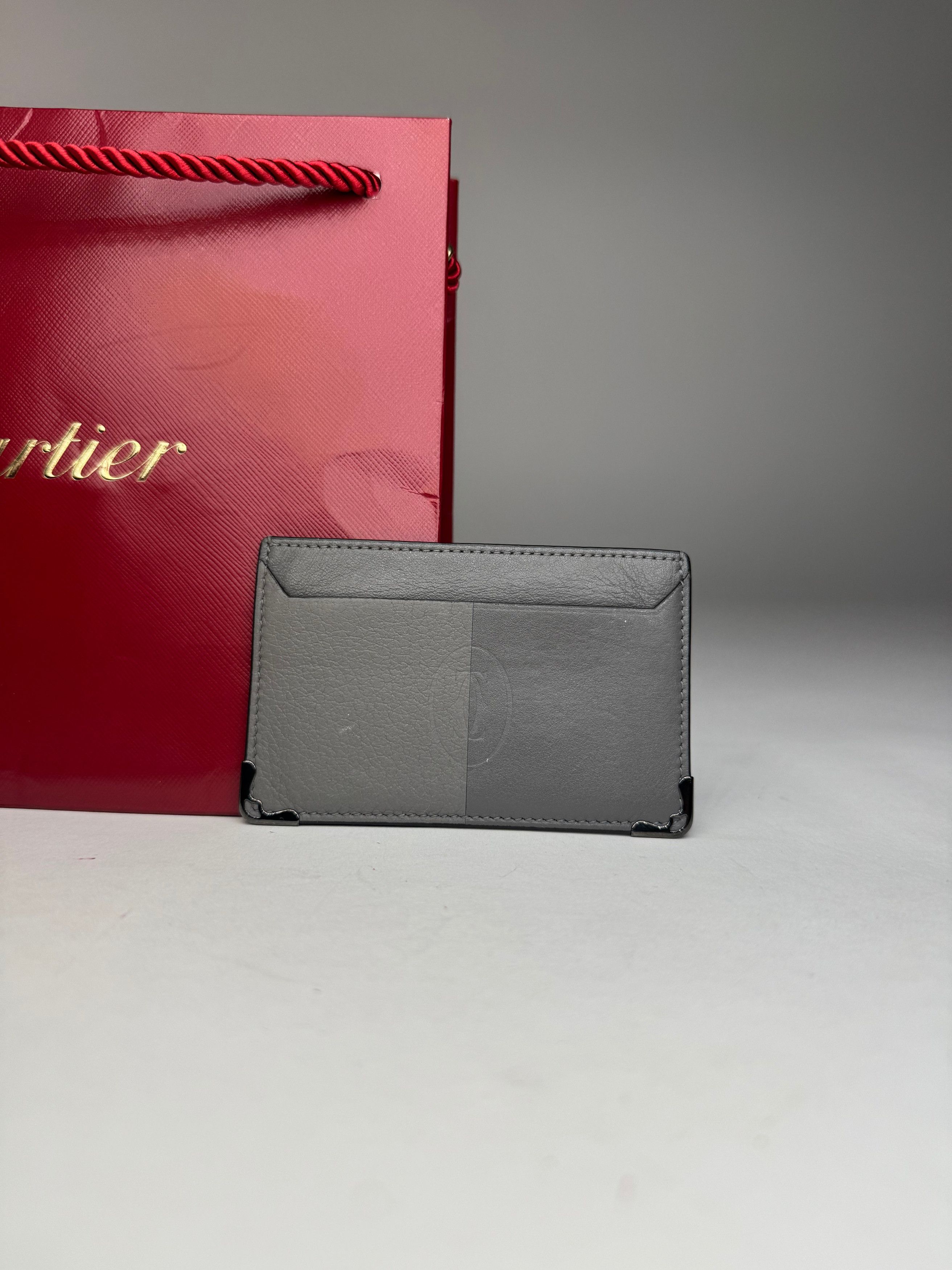 Cartier Vintage Leather Logo Card Holder Grey Size ONE SIZE - 3 Thumbnail