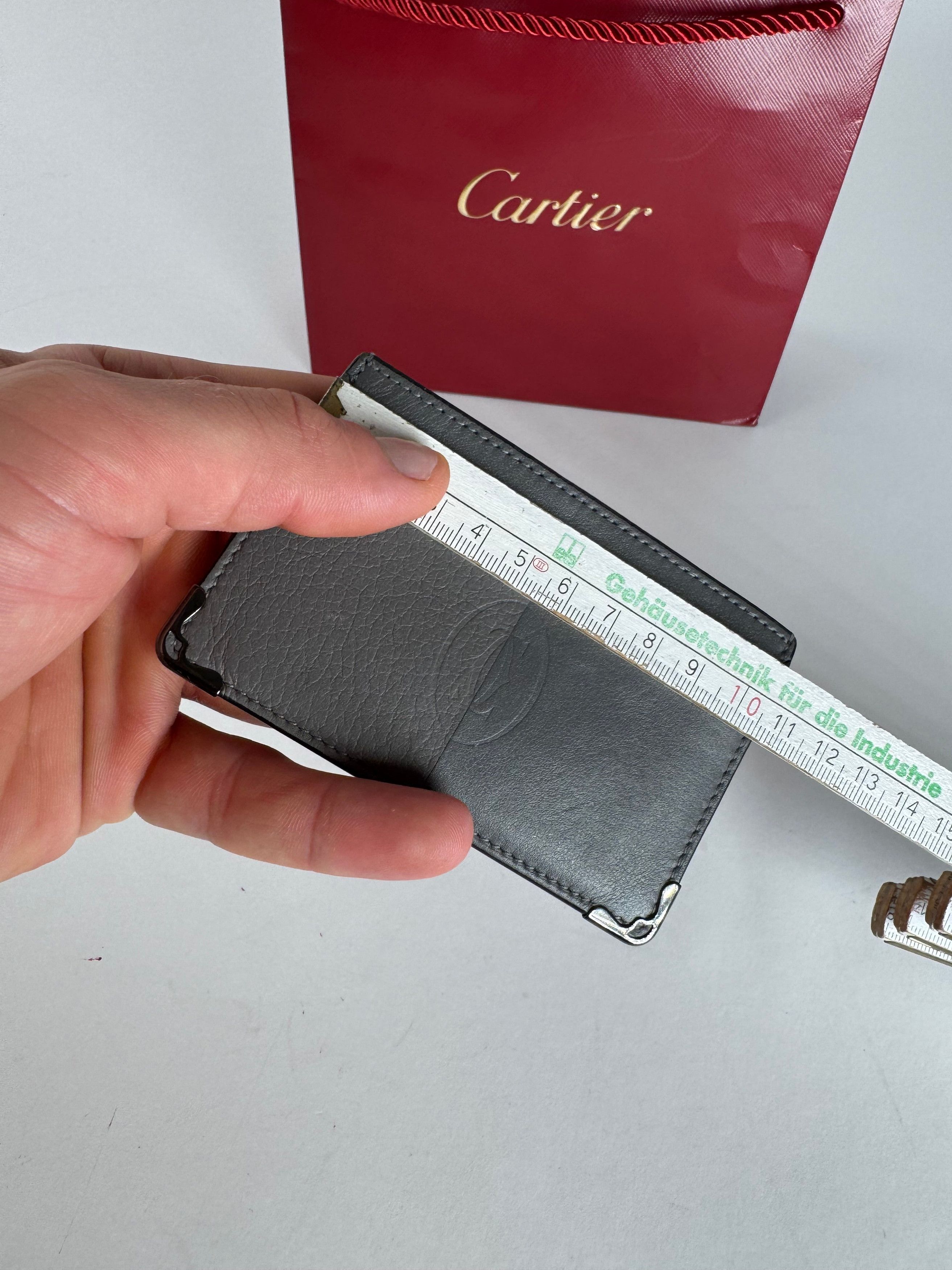 Cartier Vintage Leather Logo Card Holder Grey Size ONE SIZE - 8 Thumbnail
