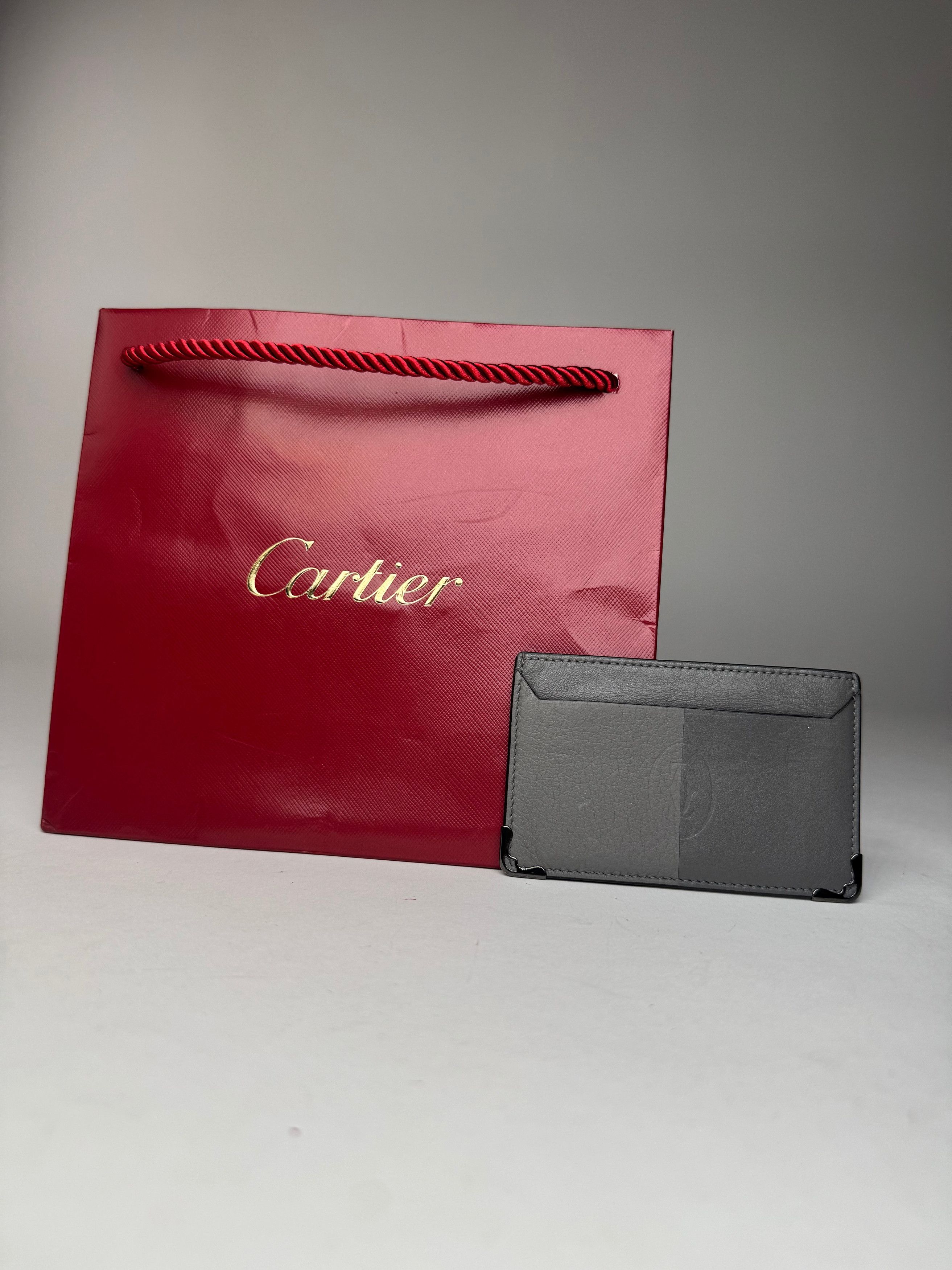 Cartier Vintage Leather Logo Card Holder Grey Size ONE SIZE - 11 Thumbnail