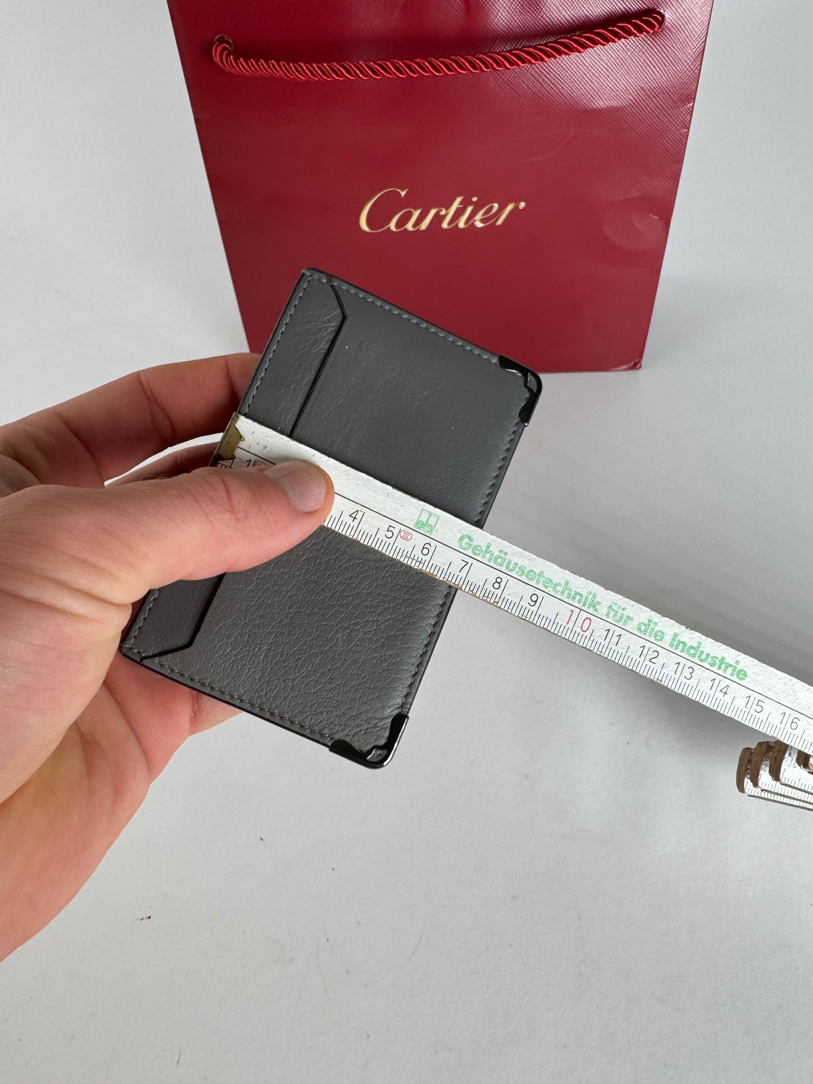 Cartier Vintage Leather Logo Card Holder Grey Size ONE SIZE - 9 Thumbnail