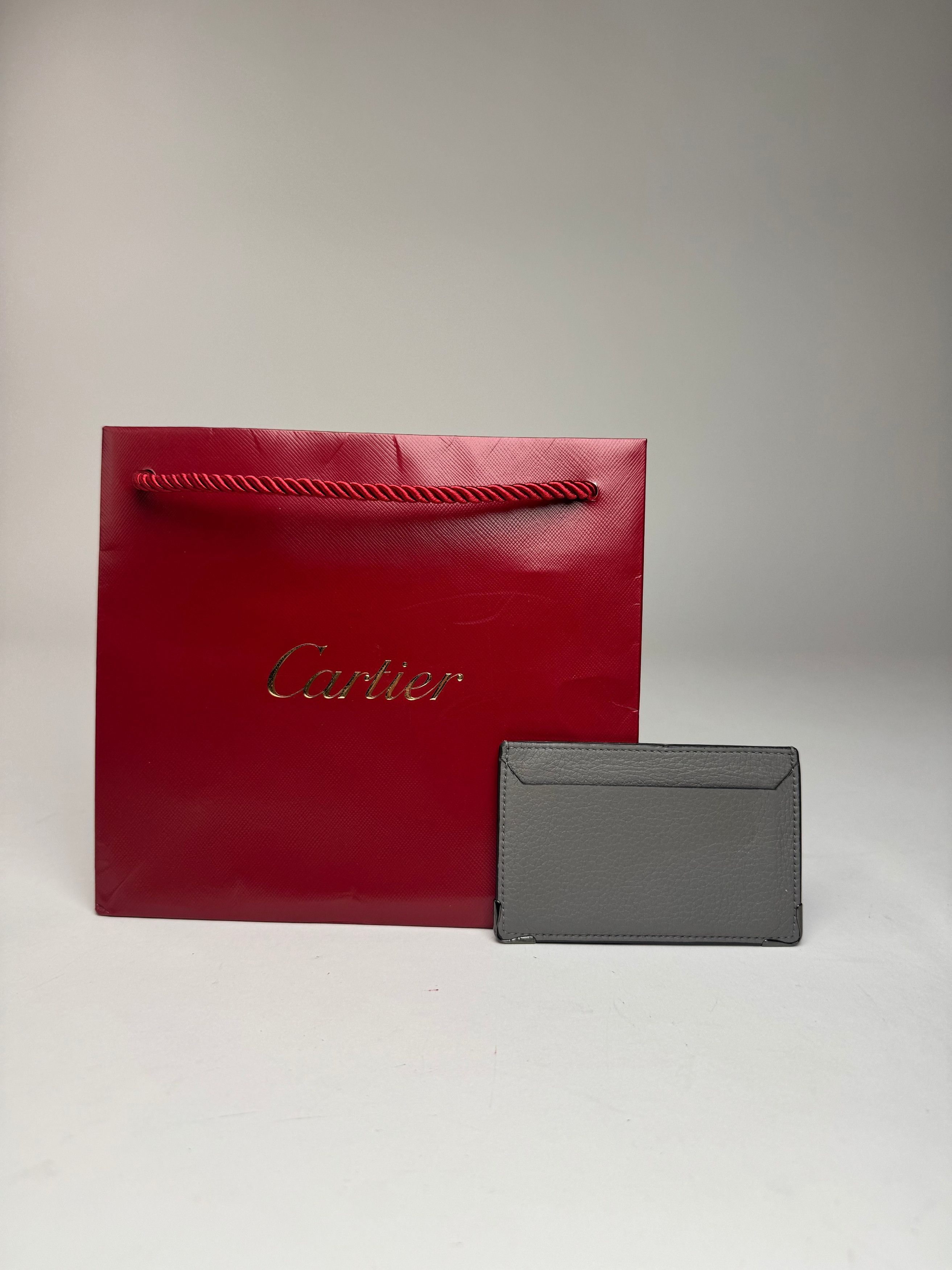 Cartier Vintage Leather Logo Card Holder Grey Size ONE SIZE - 2 Thumbnail
