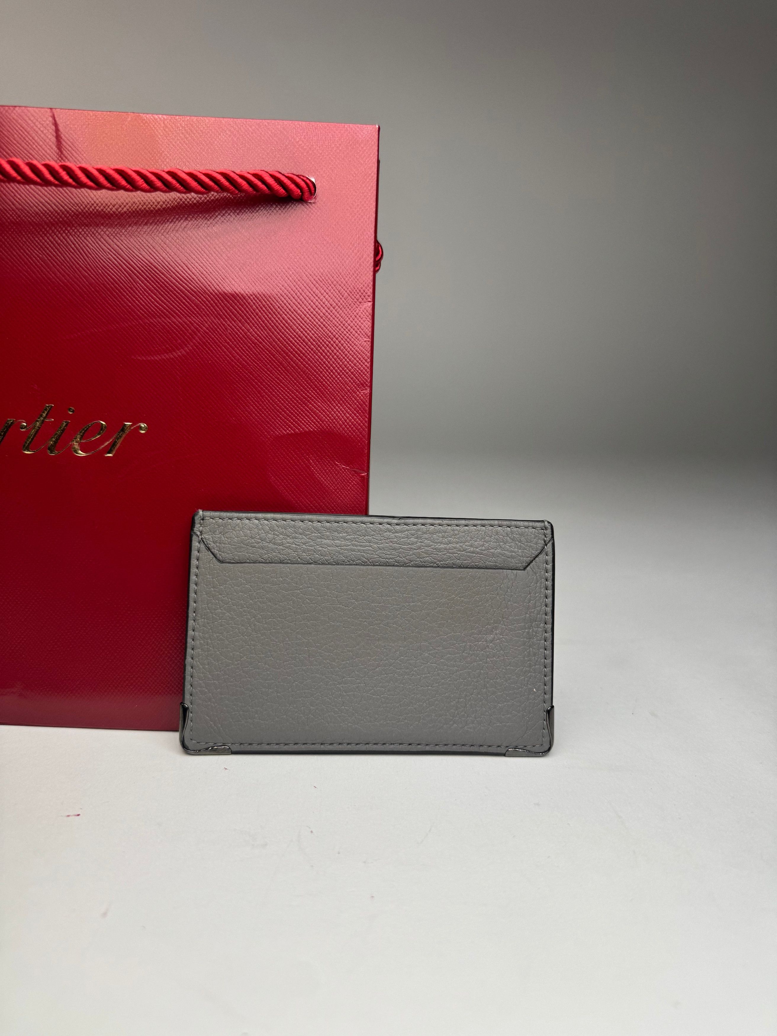 Cartier Vintage Leather Logo Card Holder Grey Size ONE SIZE - 4 Thumbnail