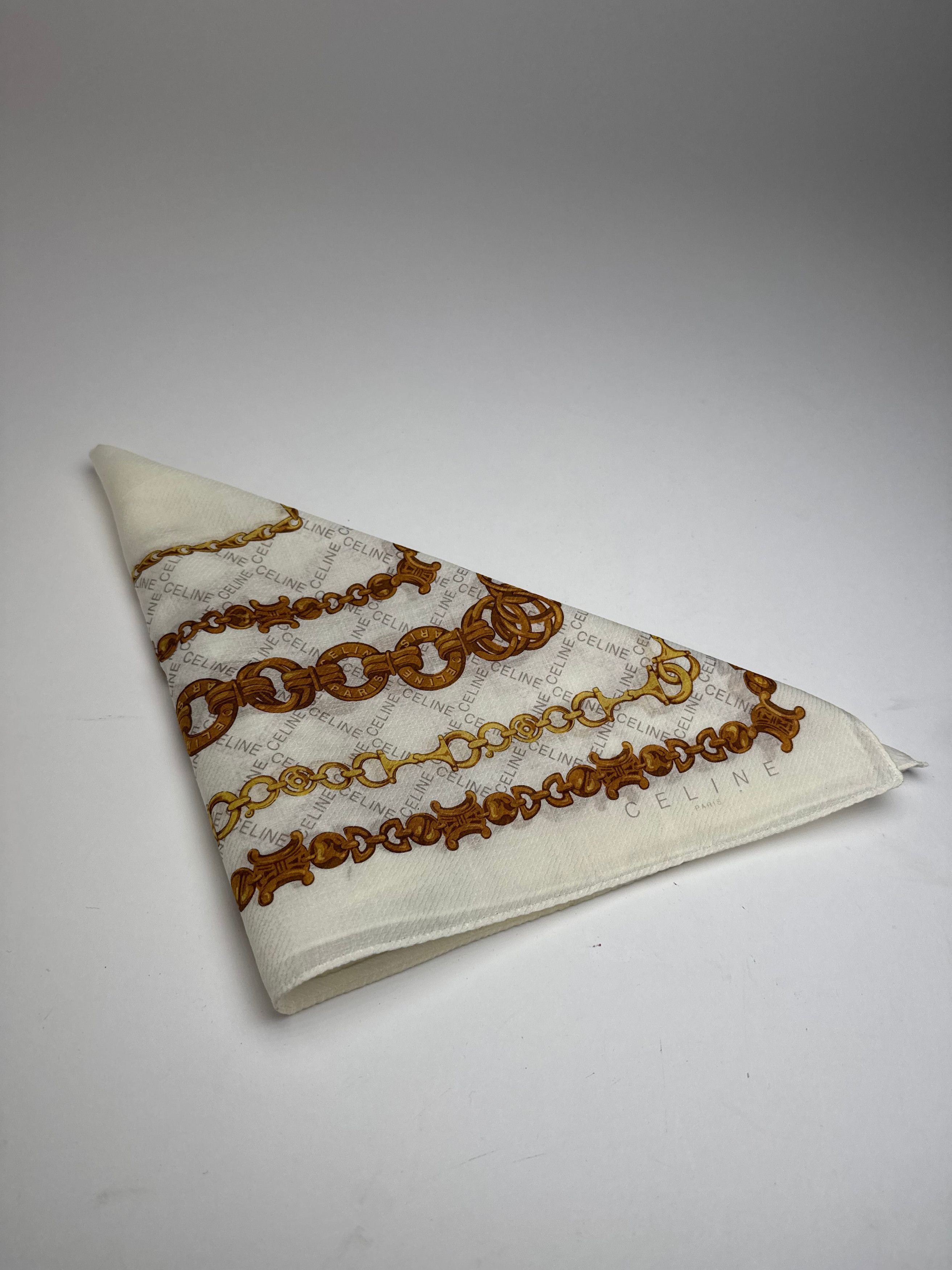 Celine Vintage Baroque Scarf White golden Size ONE SIZE - 10 Thumbnail
