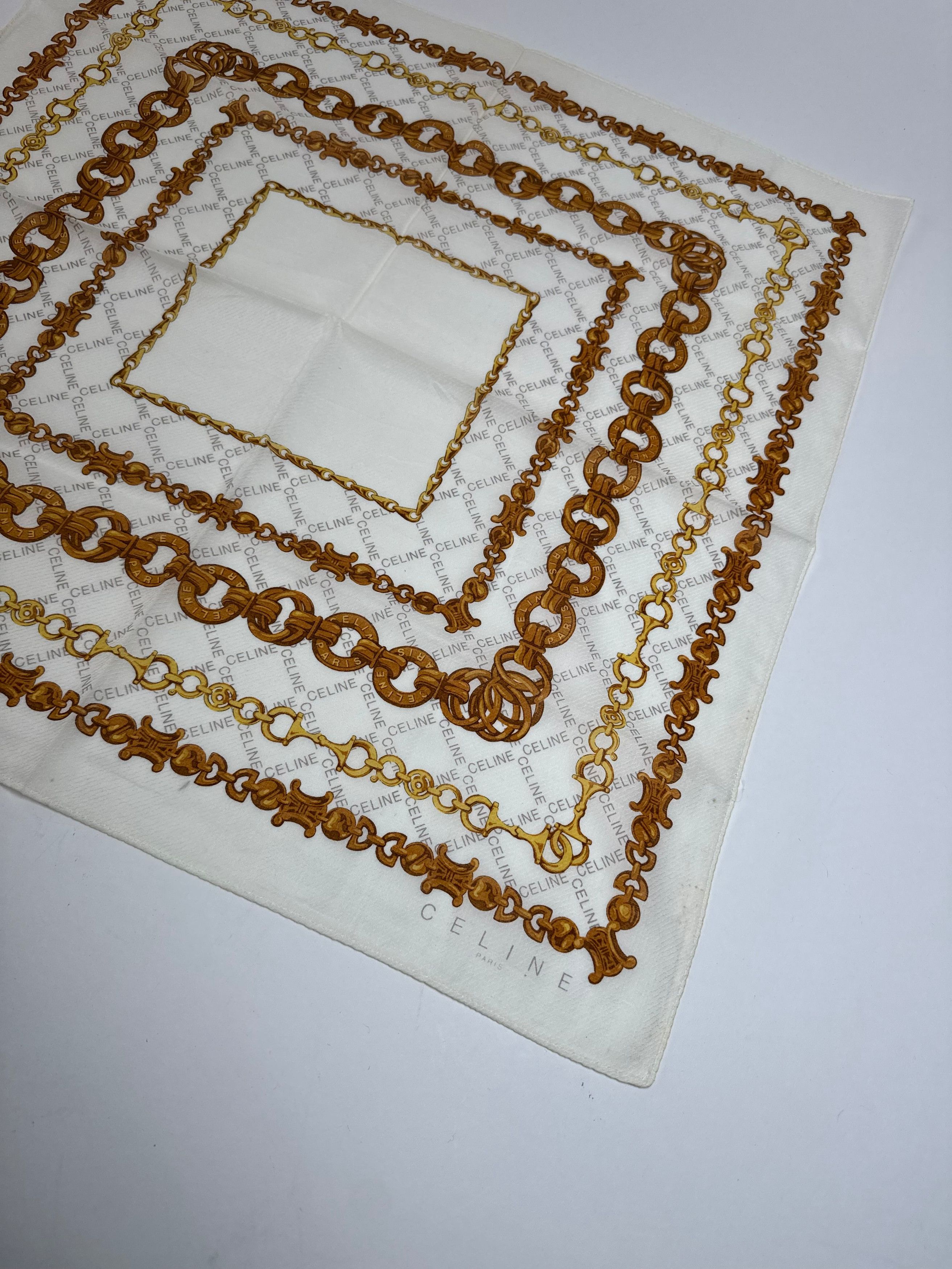 Celine Vintage Baroque Scarf White golden Size ONE SIZE - 7 Thumbnail