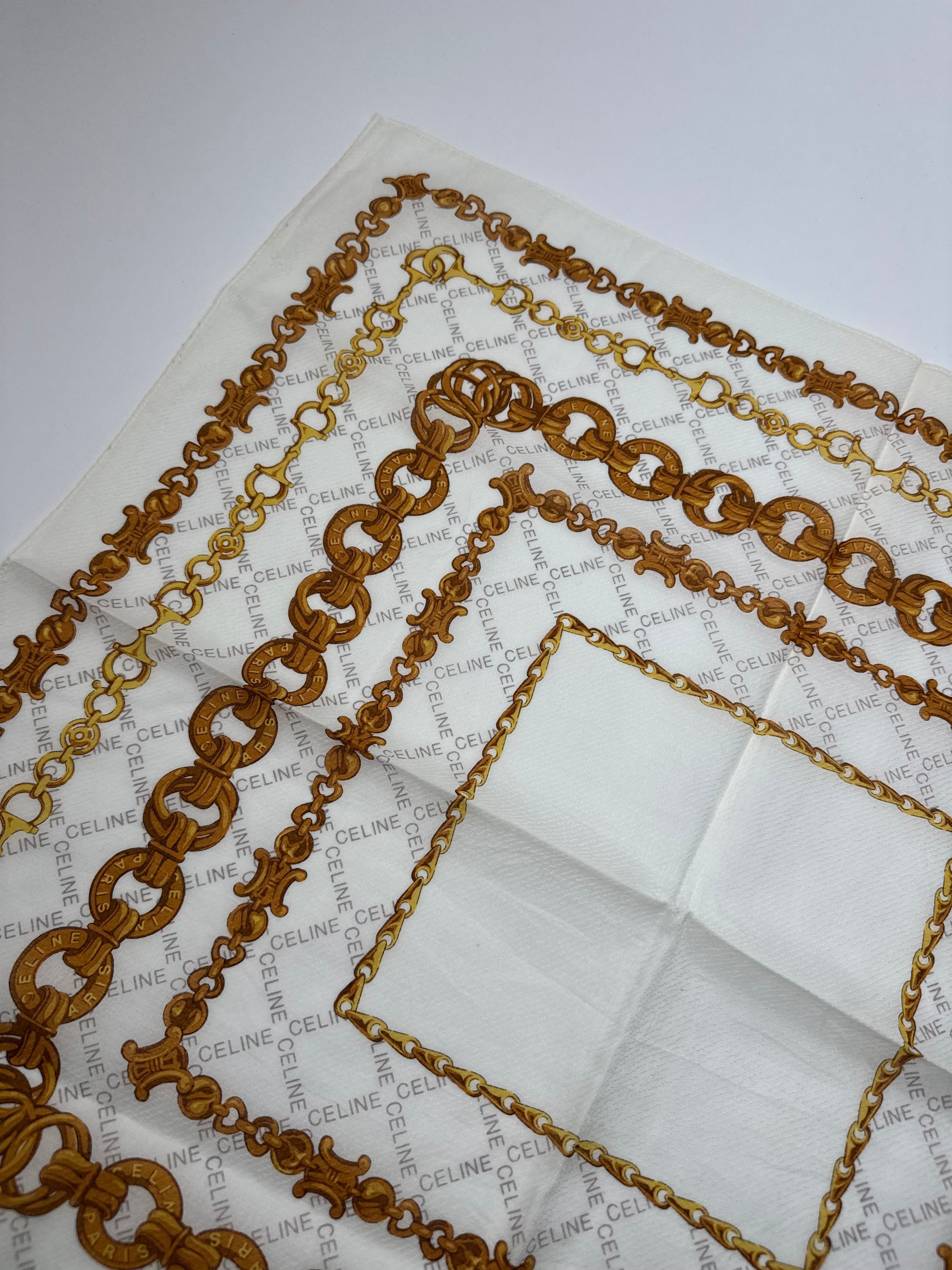 Celine Vintage Baroque Scarf White golden Size ONE SIZE - 6 Thumbnail