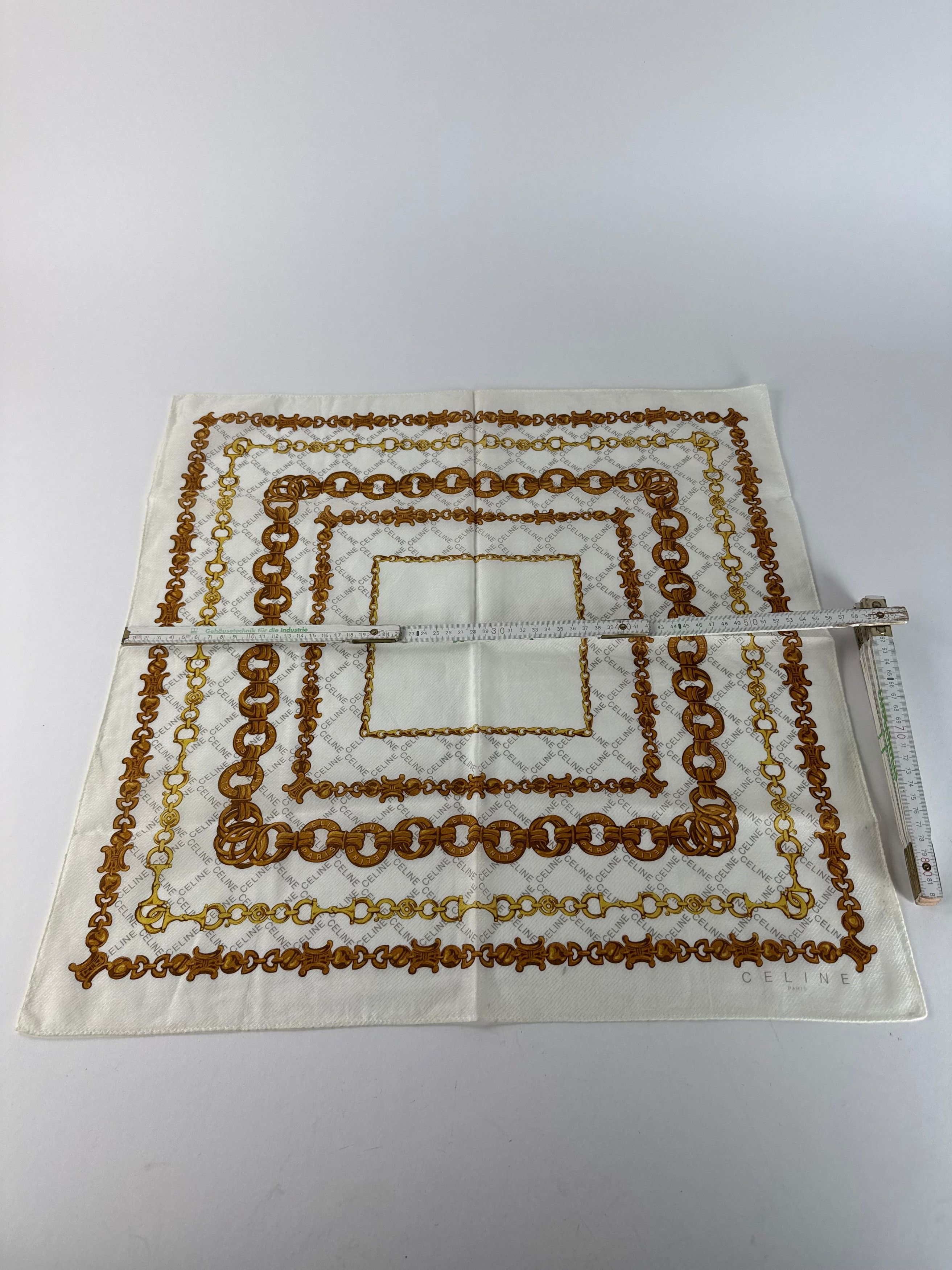 Celine Vintage Baroque Scarf White golden Size ONE SIZE - 9 Thumbnail