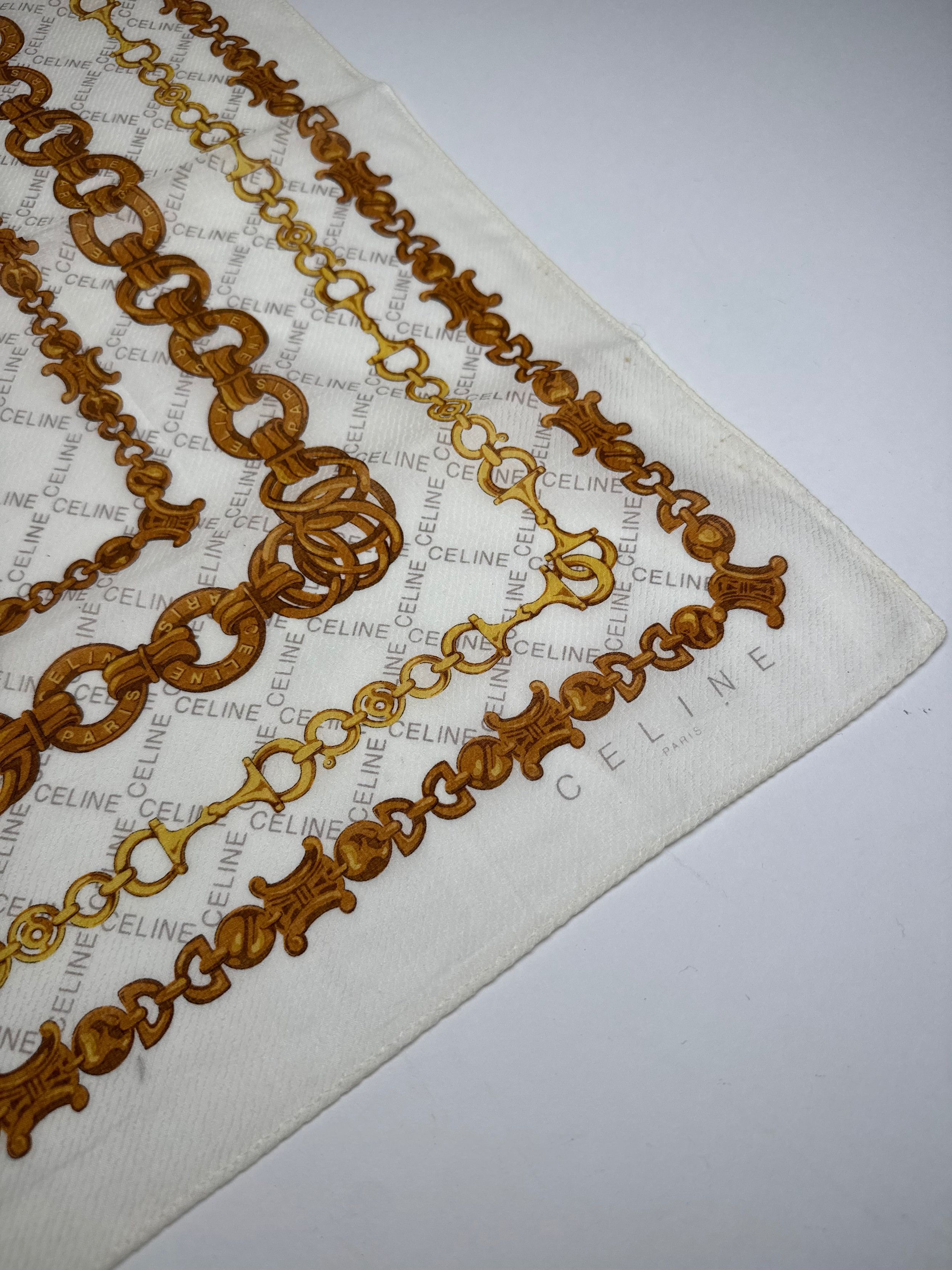Celine Vintage Baroque Scarf White golden Size ONE SIZE - 2 Thumbnail