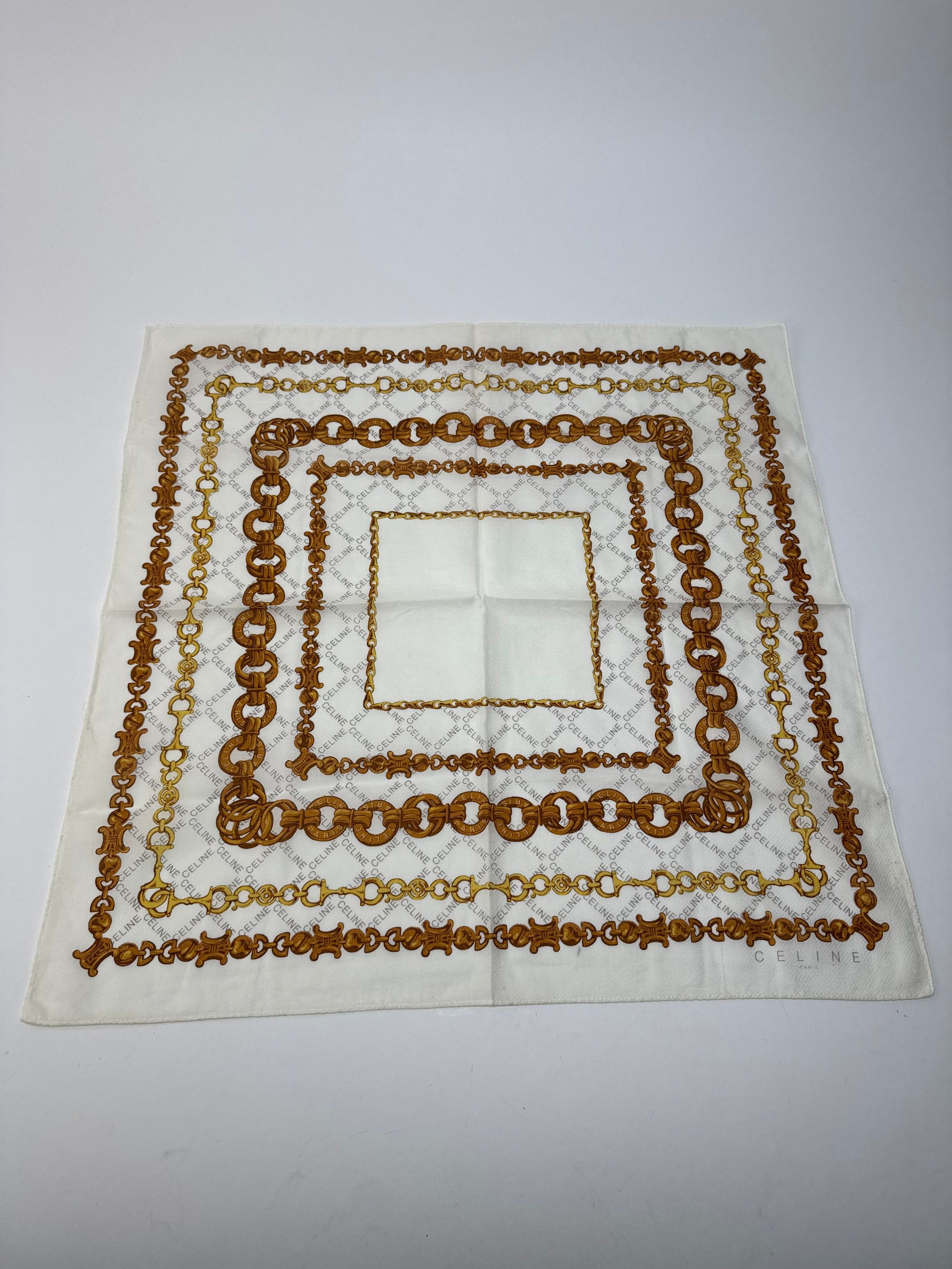 Celine Vintage Baroque Scarf White golden Size ONE SIZE - 11 Thumbnail