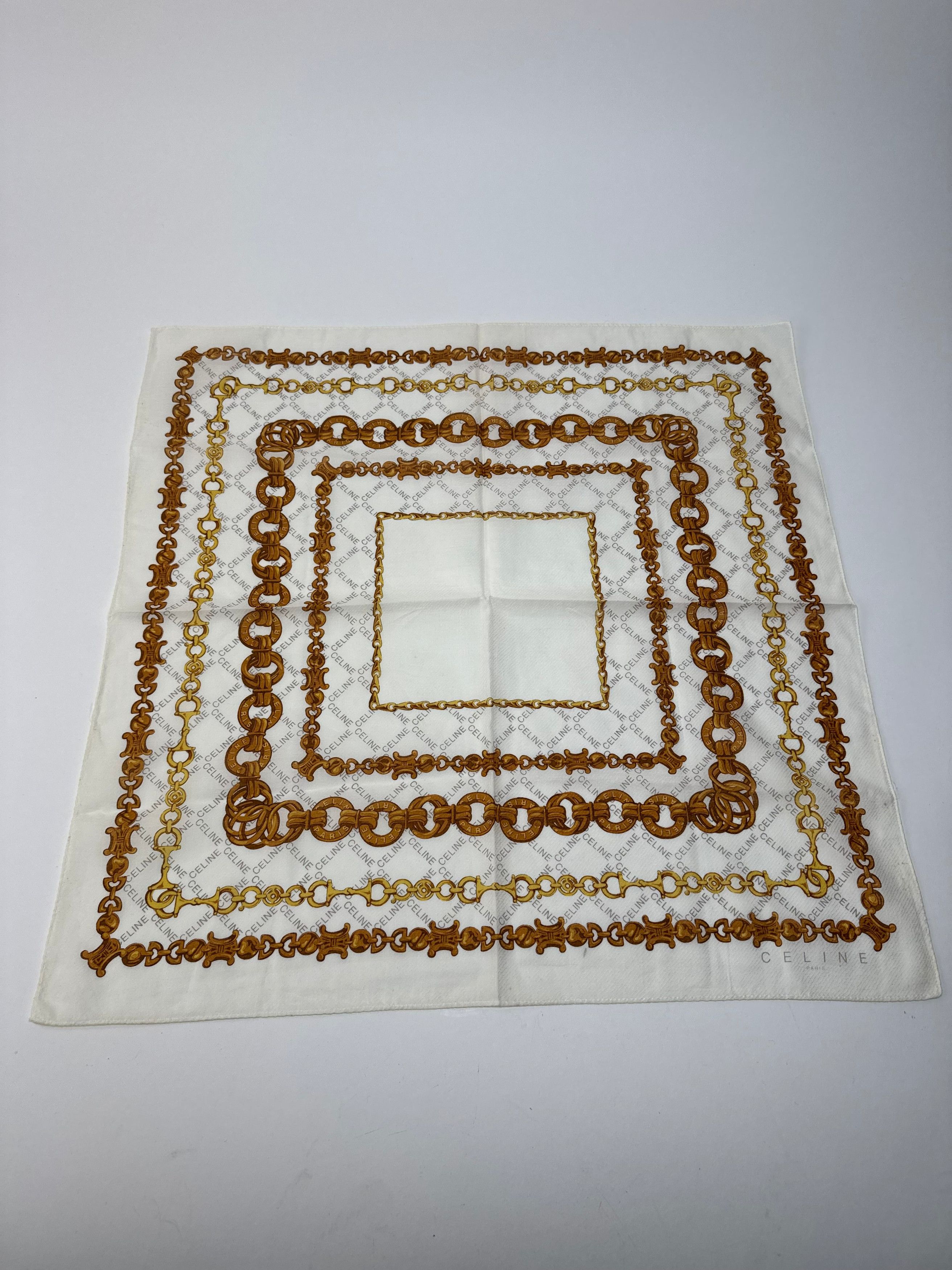 Celine Vintage Baroque Scarf White golden Size ONE SIZE - 5 Thumbnail