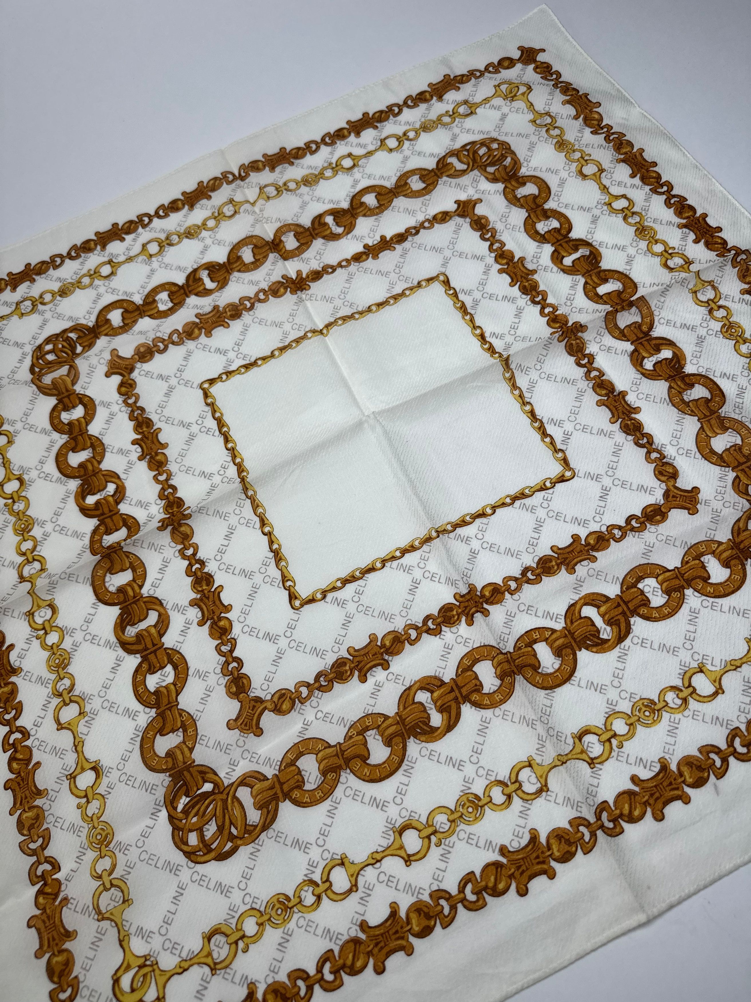 Celine Vintage Baroque Scarf White golden Size ONE SIZE - 3 Thumbnail