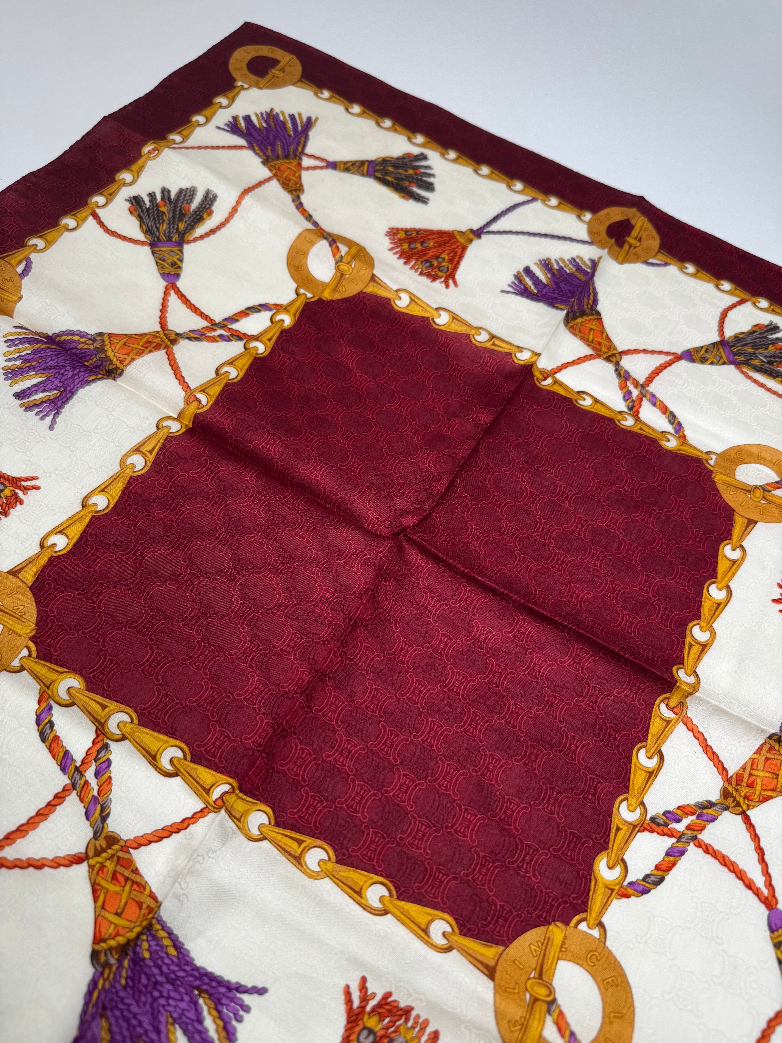 Celine Vintage Monogram Scarf purple white Size ONE SIZE - 2 Thumbnail