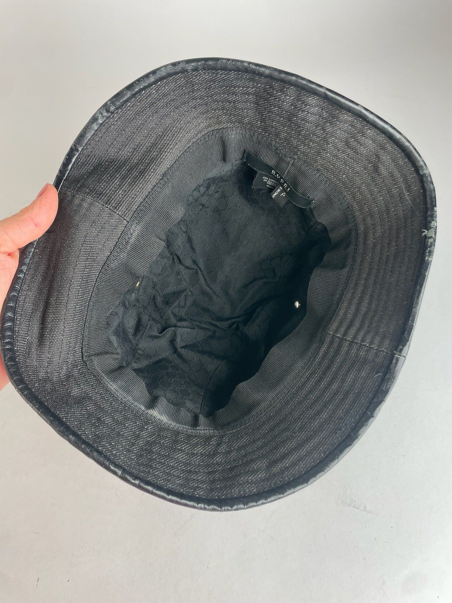Gucci Vintage Polyester & Leather Bucket Hat Black Size ONE SIZE - 9 Thumbnail