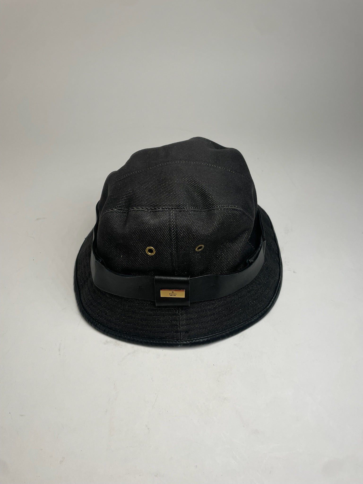 Gucci Vintage Polyester & Leather Bucket Hat Black Size ONE SIZE - 2 Thumbnail