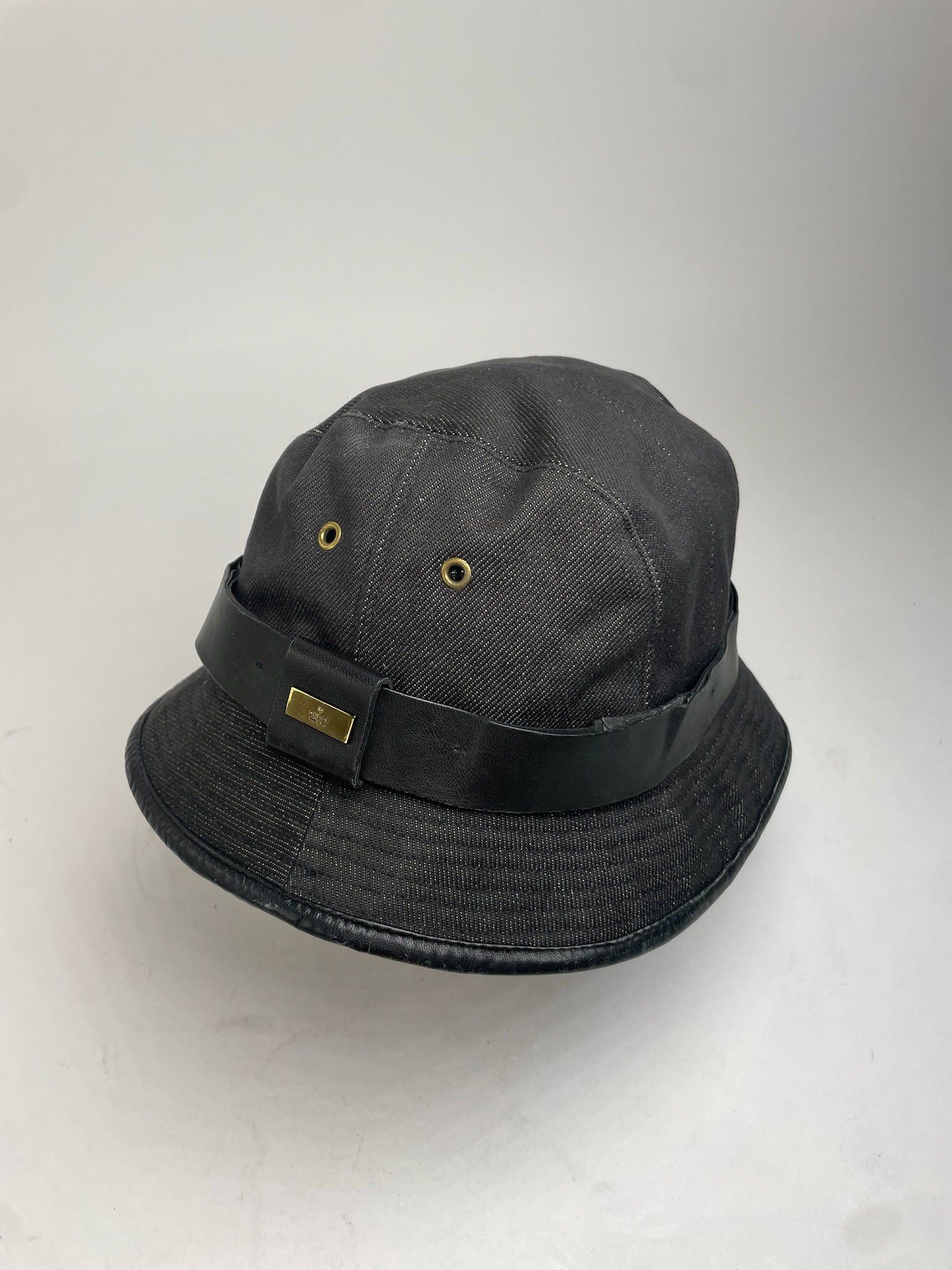 Gucci Vintage Polyester & Leather Bucket Hat Black Size ONE SIZE - 5 Thumbnail