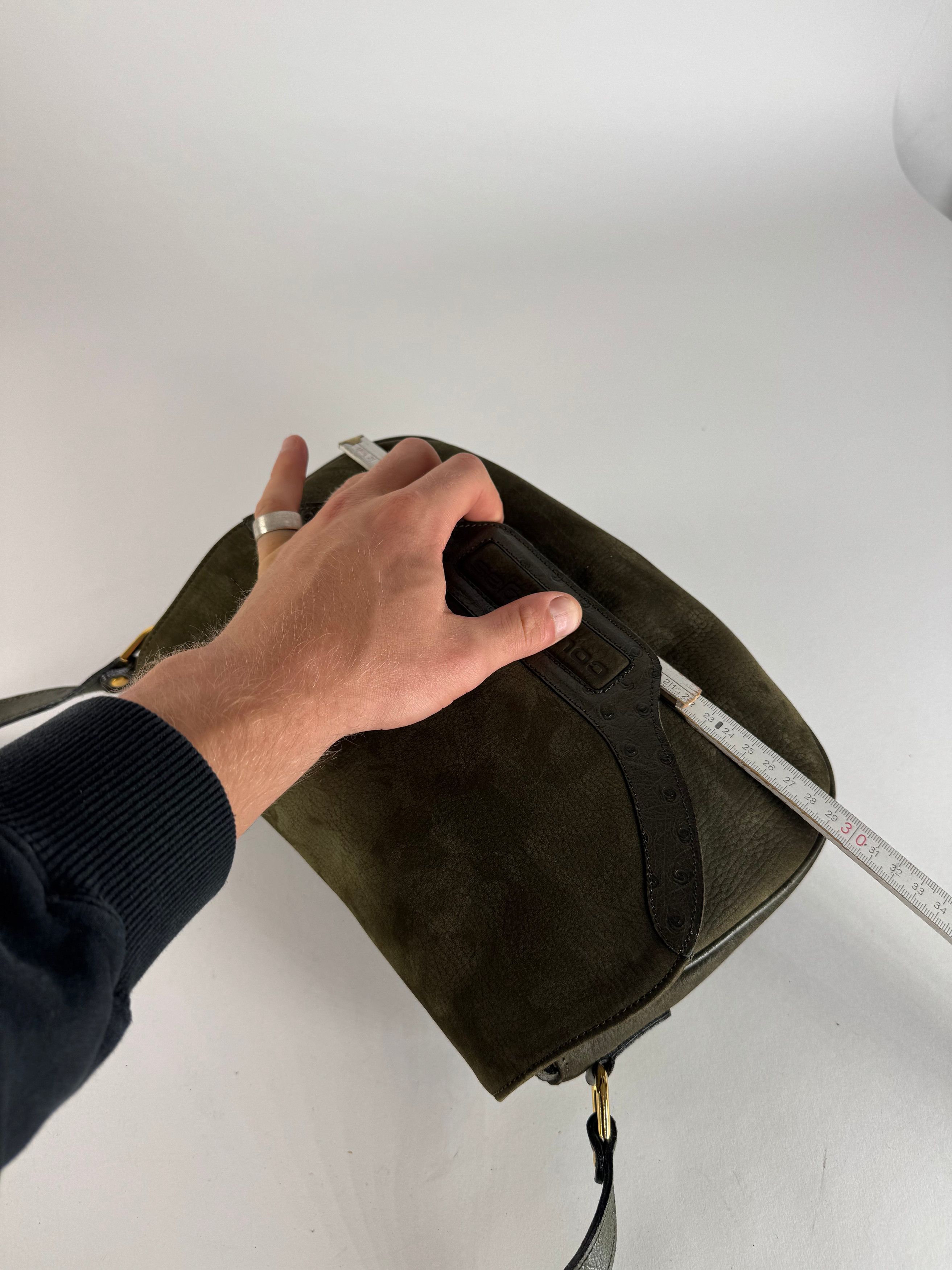 Courreges Vintage Suede Leather Shoulder / Crossbody Bag Khaki Size ONE SIZE - 10 Thumbnail
