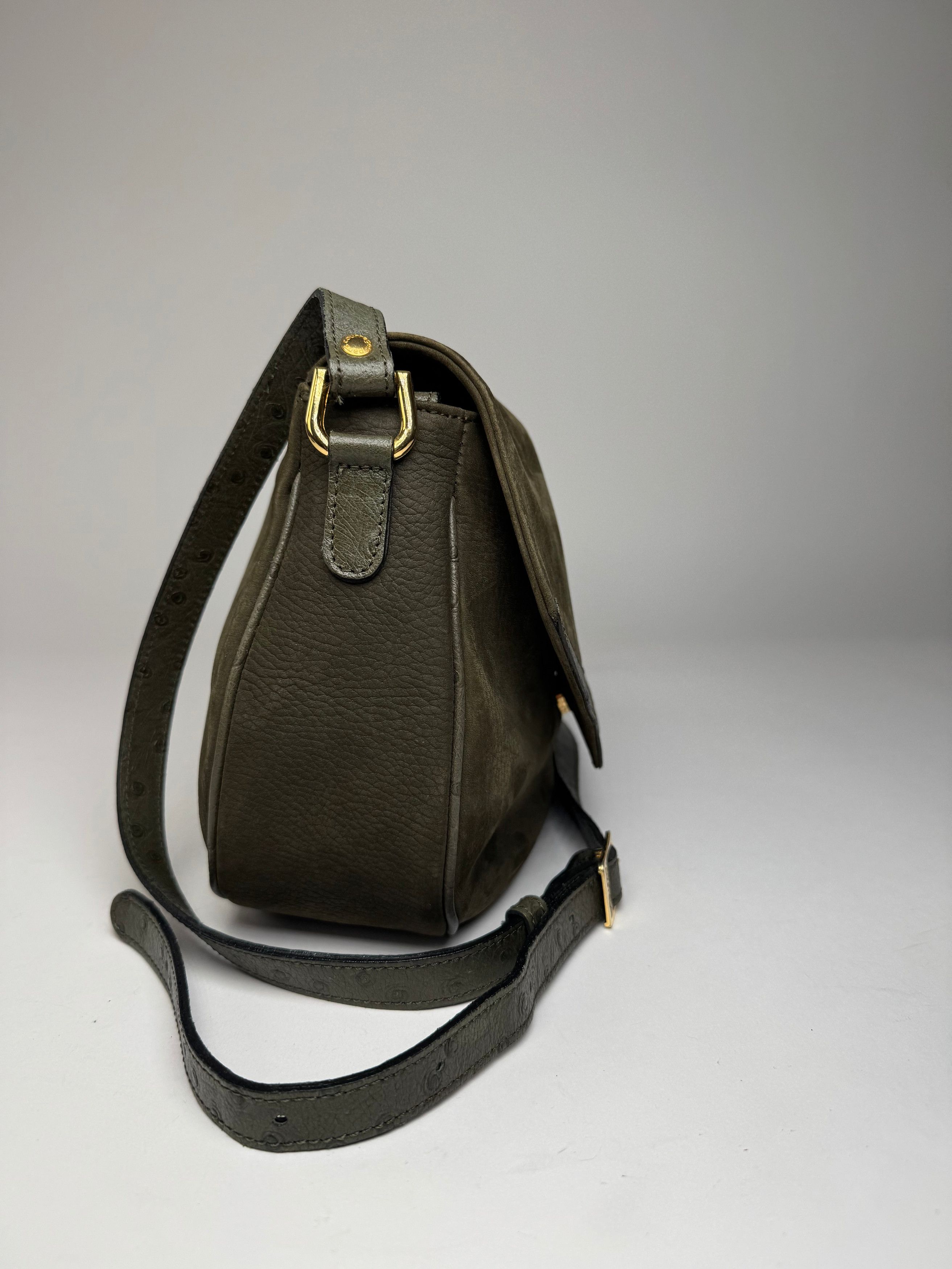 Courreges Vintage Suede Leather Shoulder / Crossbody Bag Khaki Size ONE SIZE - 8 Thumbnail