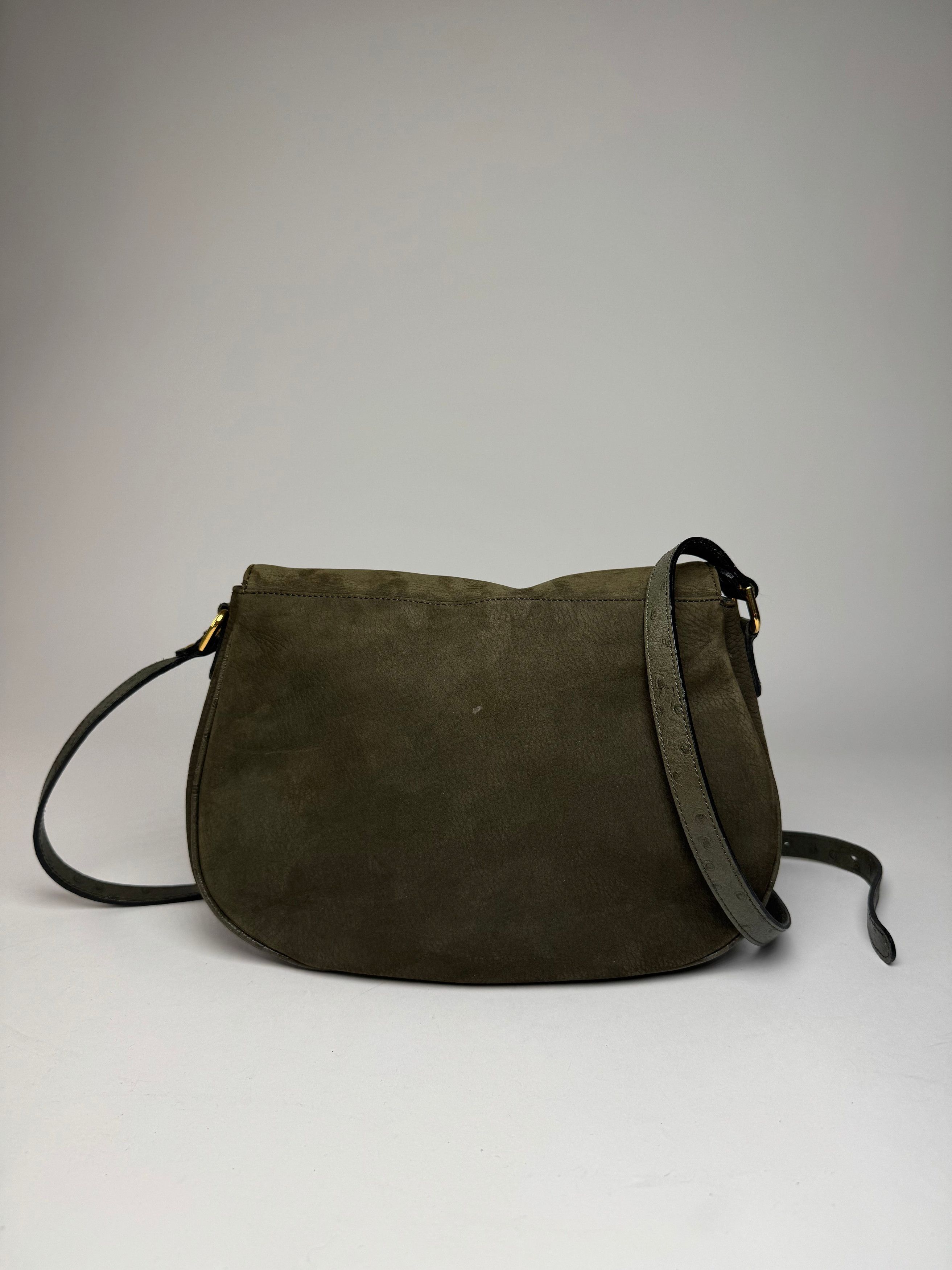 Courreges Vintage Suede Leather Shoulder / Crossbody Bag Khaki Size ONE SIZE - 2 Thumbnail