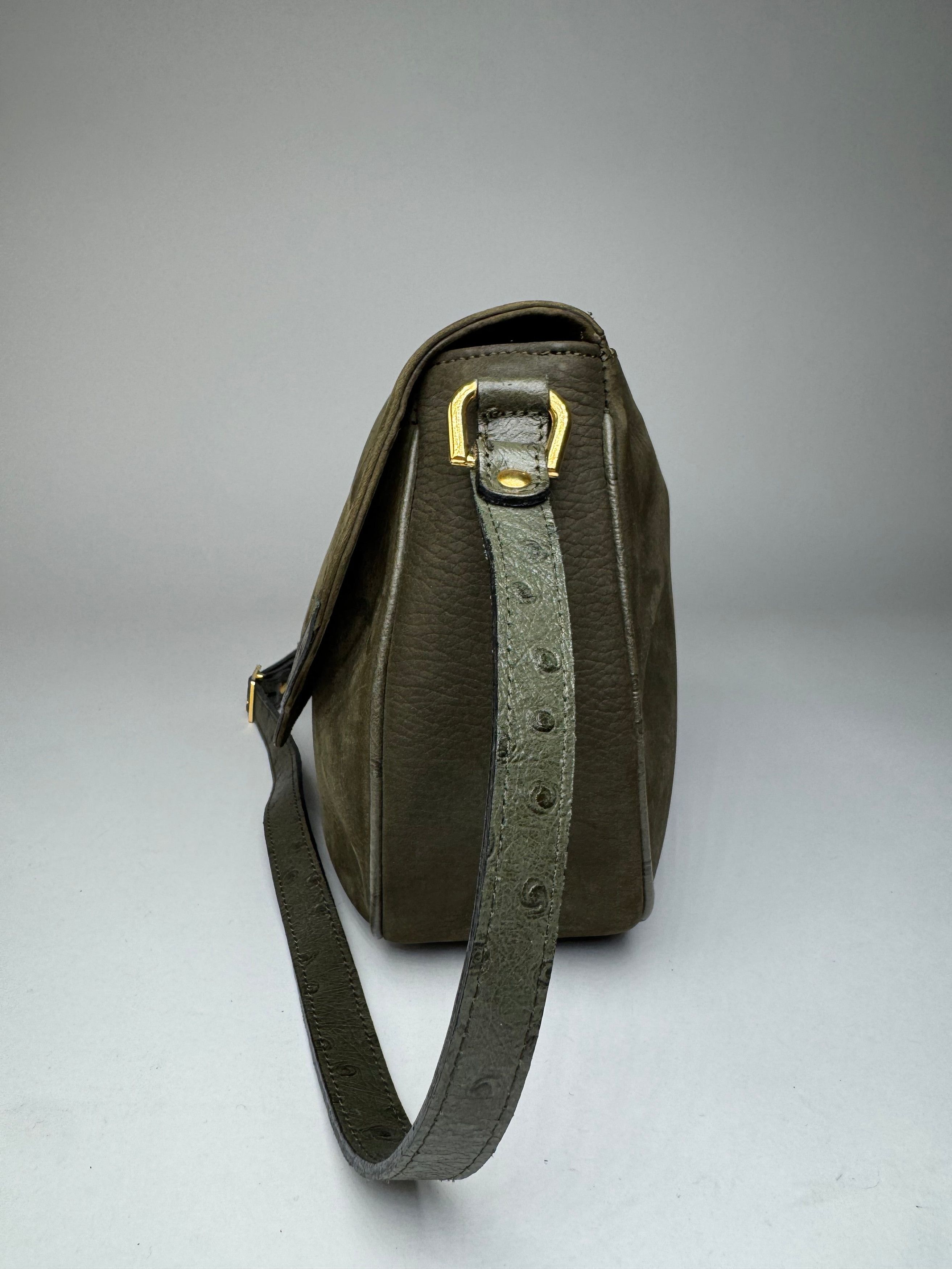Courreges Vintage Suede Leather Shoulder / Crossbody Bag Khaki Size ONE SIZE - 5 Thumbnail