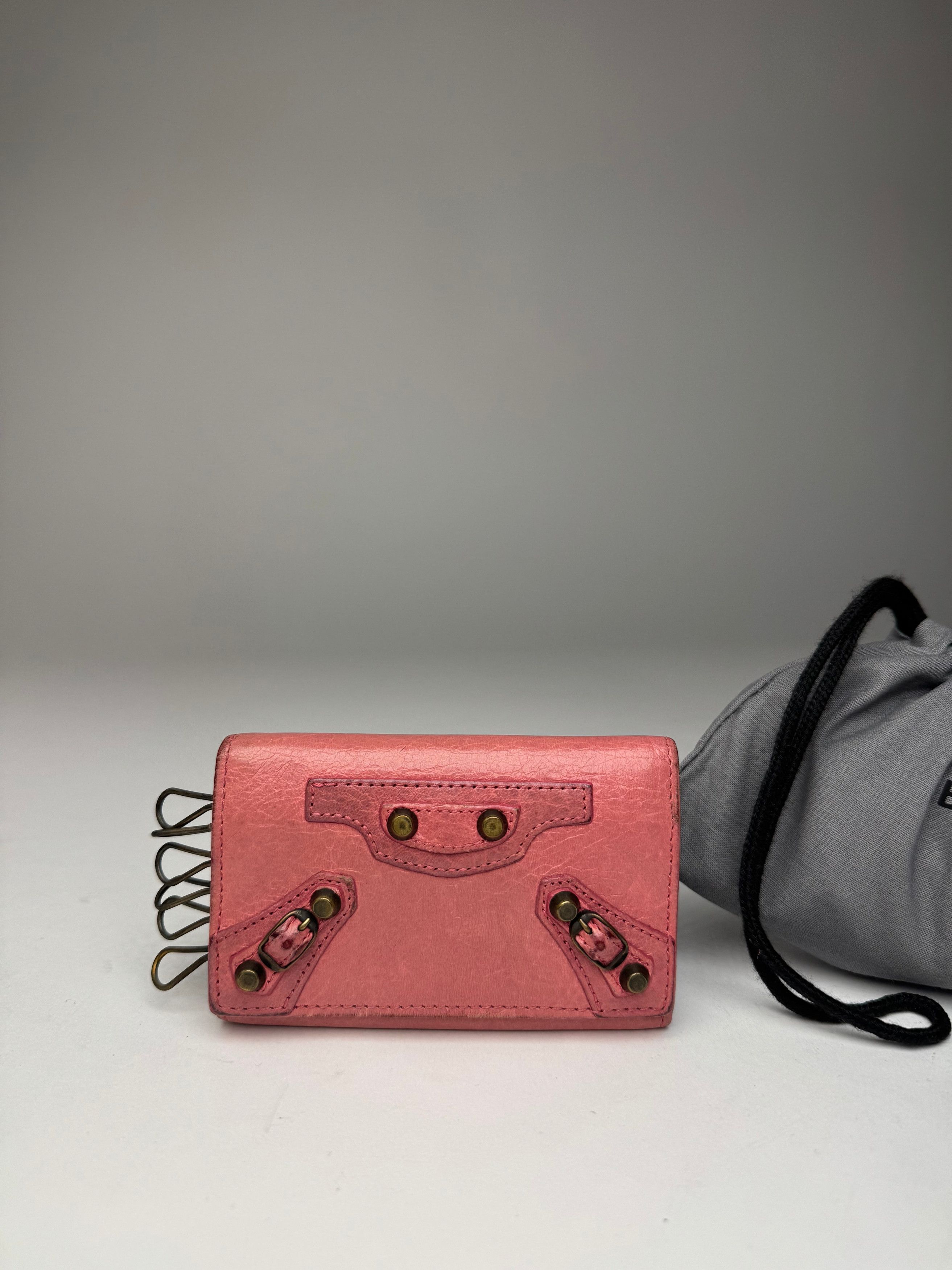 Balenciaga Vintage City Design Leather Key Holder Pink Size ONE SIZE - 10 Thumbnail