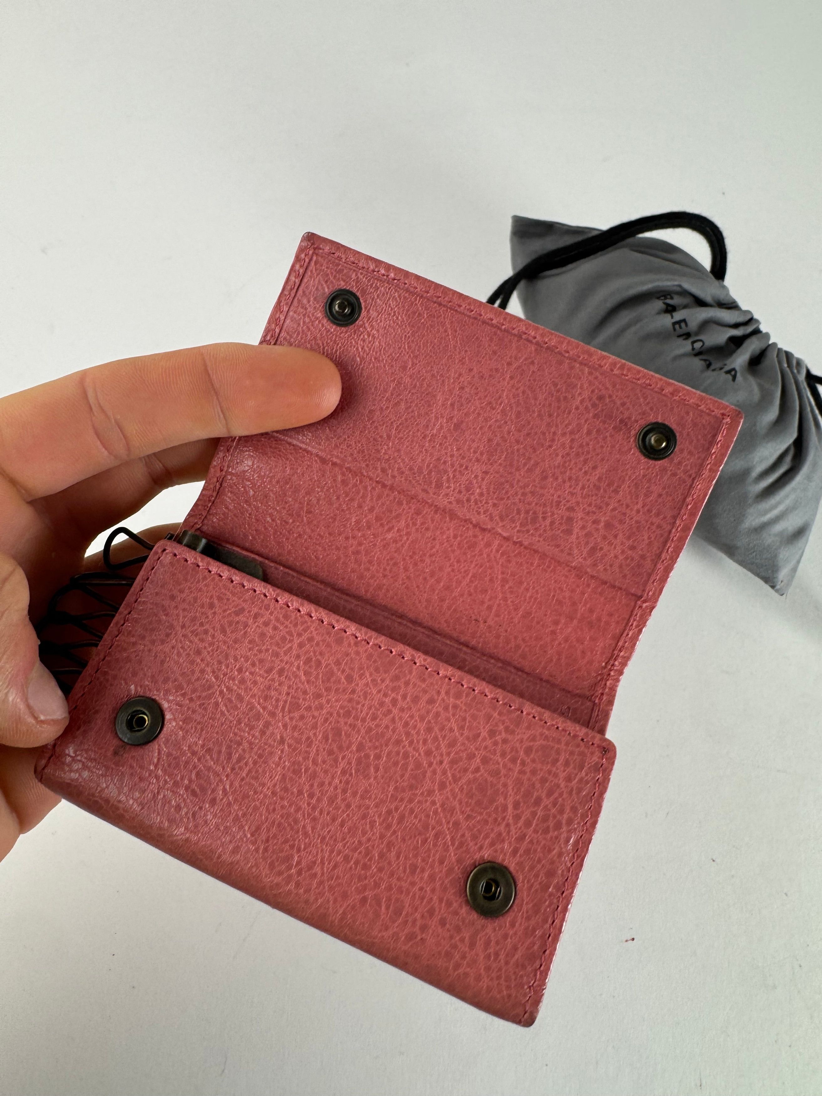 Balenciaga Vintage City Design Leather Key Holder Pink Size ONE SIZE - 4 Thumbnail