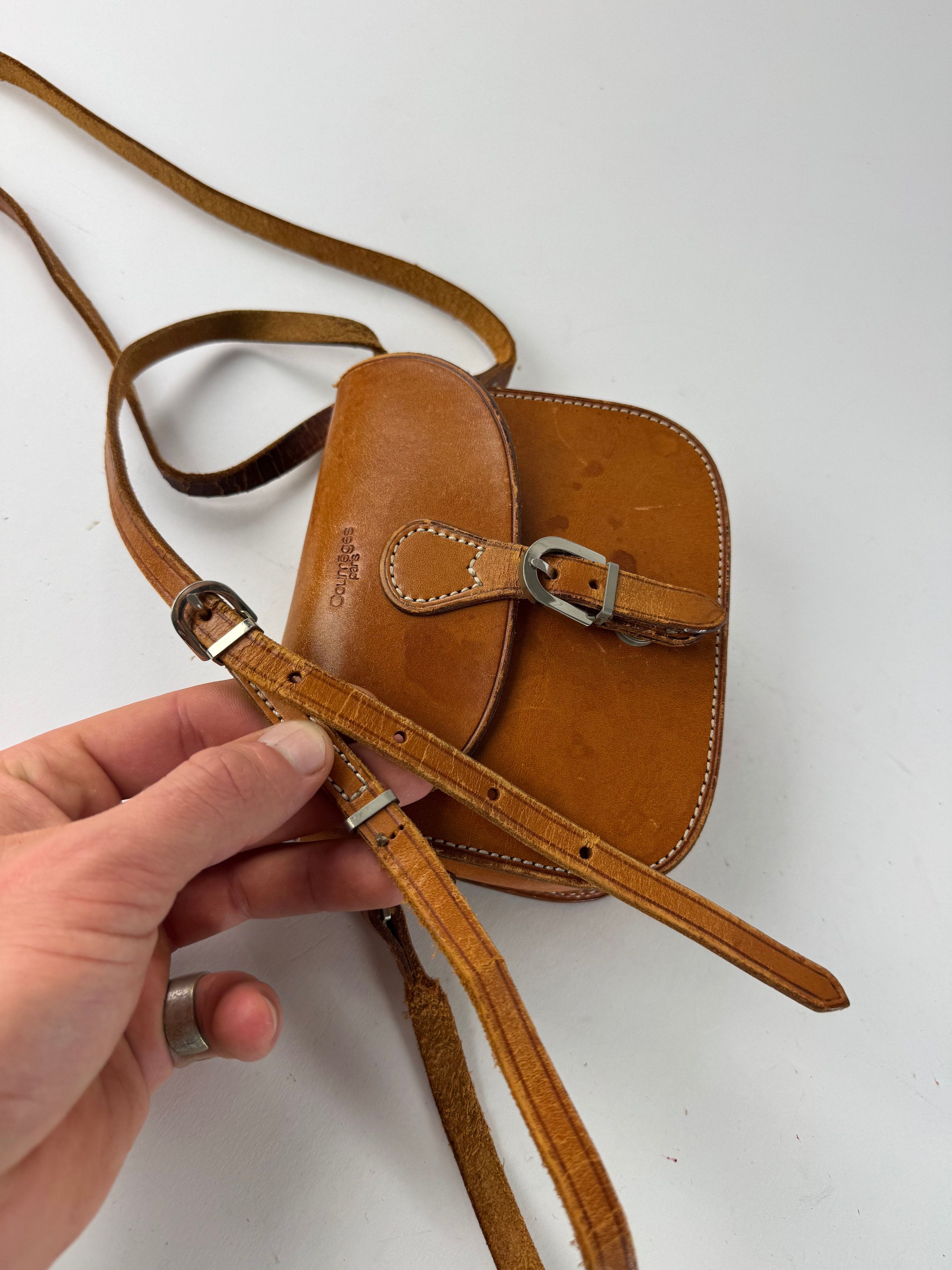 Courreges Vintage Leather Crossbody / Shoulder Bag Brown Size ONE SIZE - 15 Thumbnail