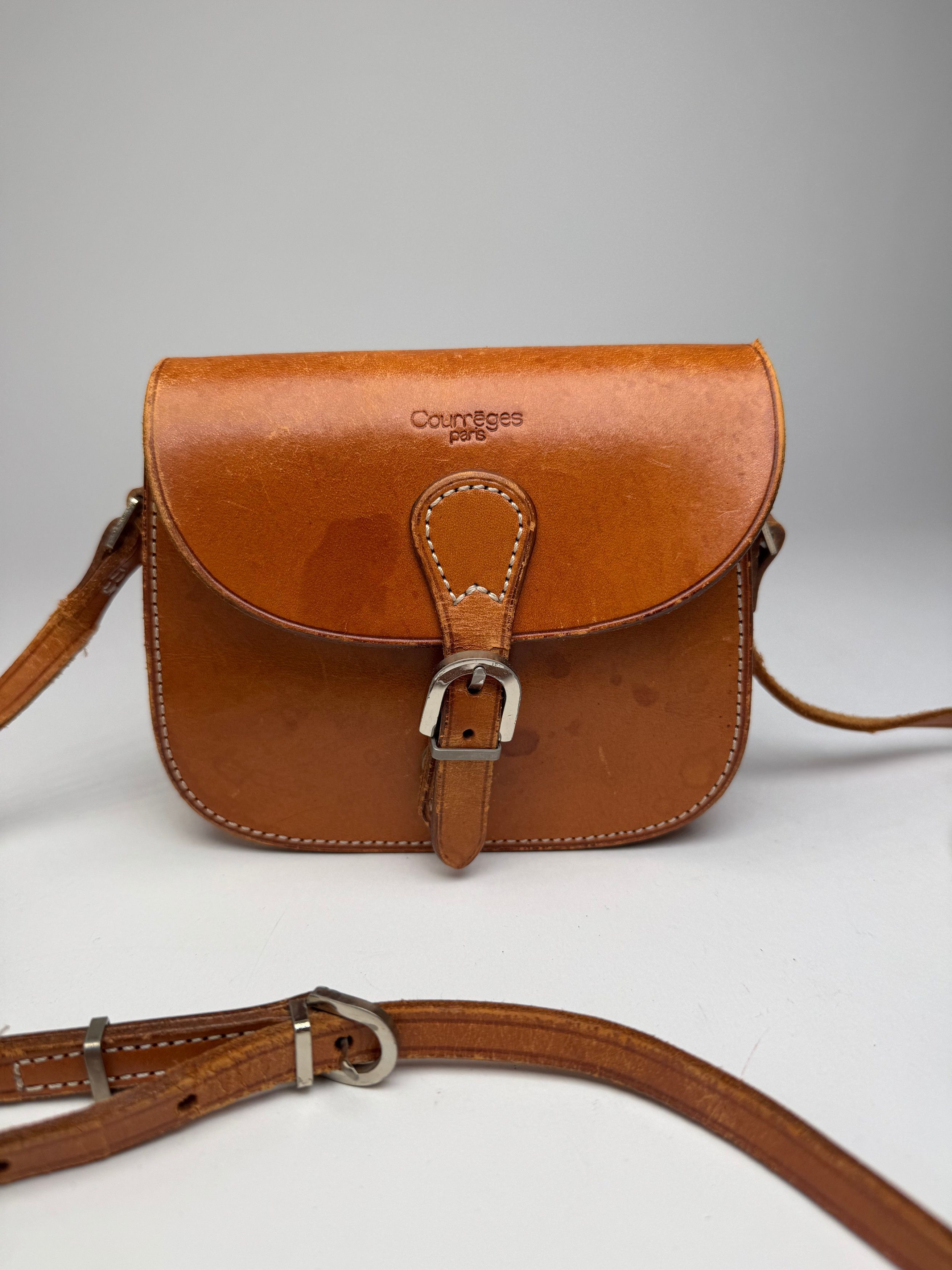Courreges Vintage Leather Crossbody / Shoulder Bag Brown Size ONE SIZE - 8 Thumbnail