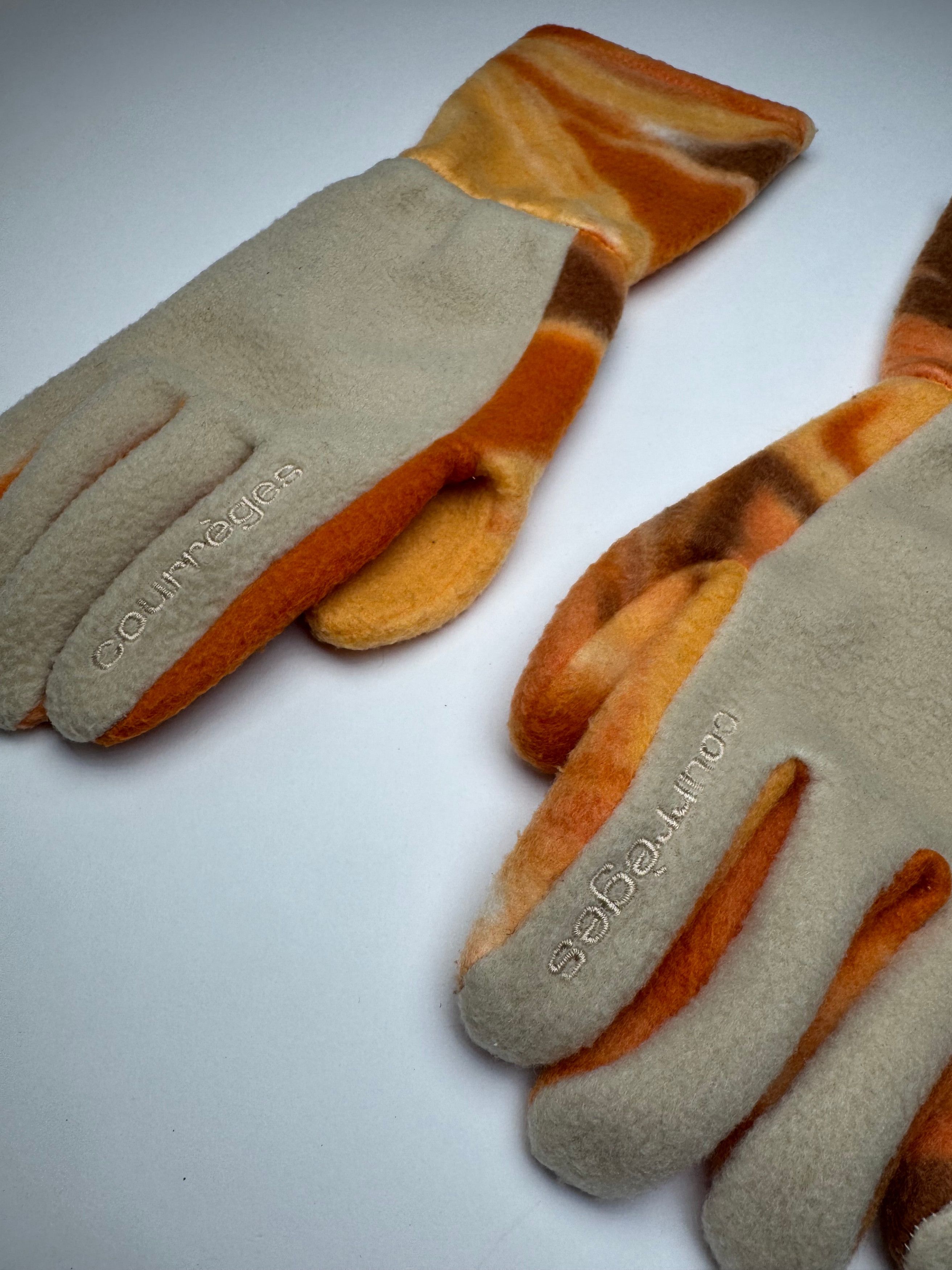 Courreges Vintage Paris Wool Gloves Grey Orange M Size ONE SIZE - 3 Thumbnail