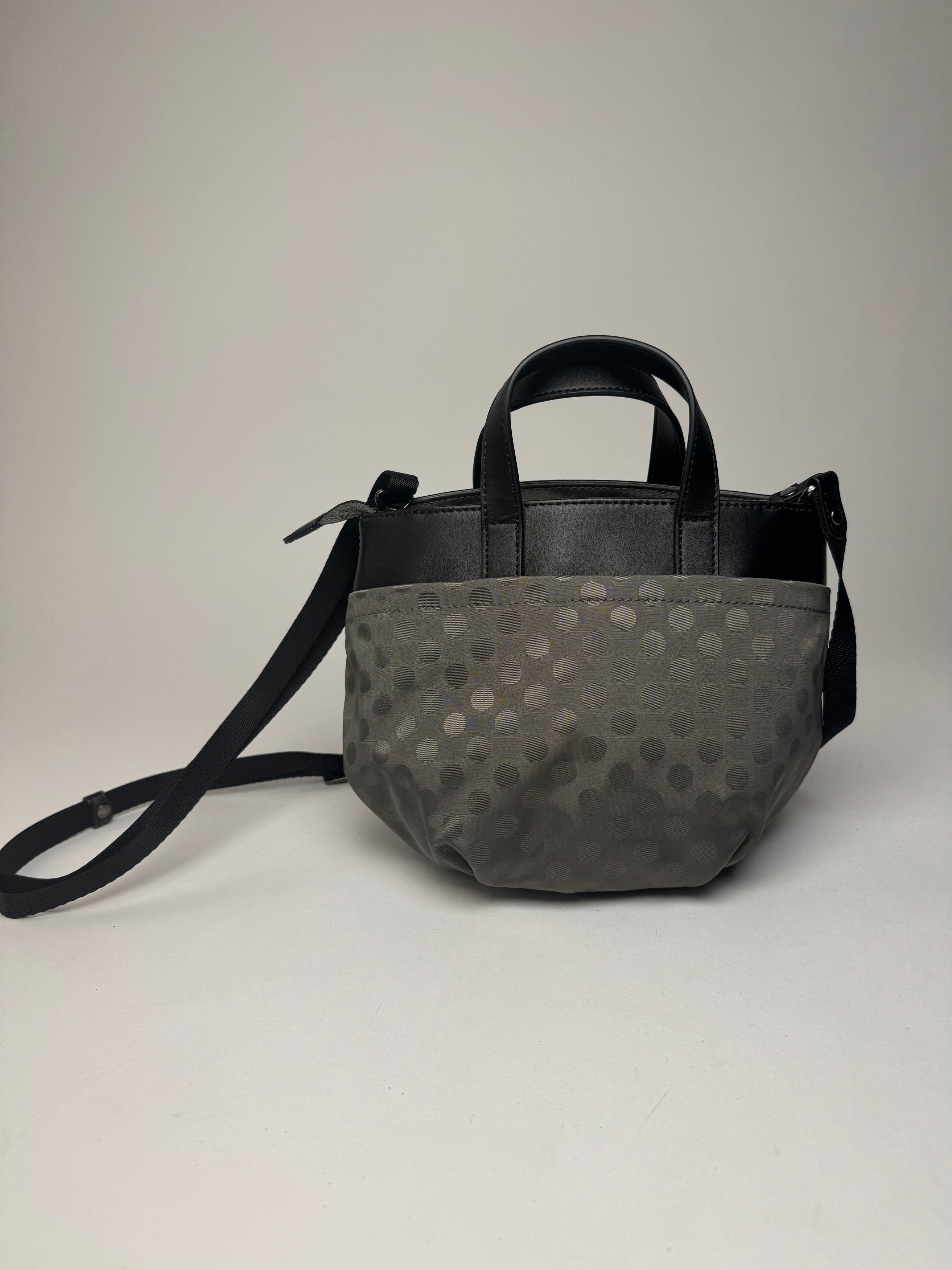 Yohji Yamamoto Vintage Y-Saccs Polkadot 2Way Handbag Grey Black Size ONE SIZE - 2 Thumbnail