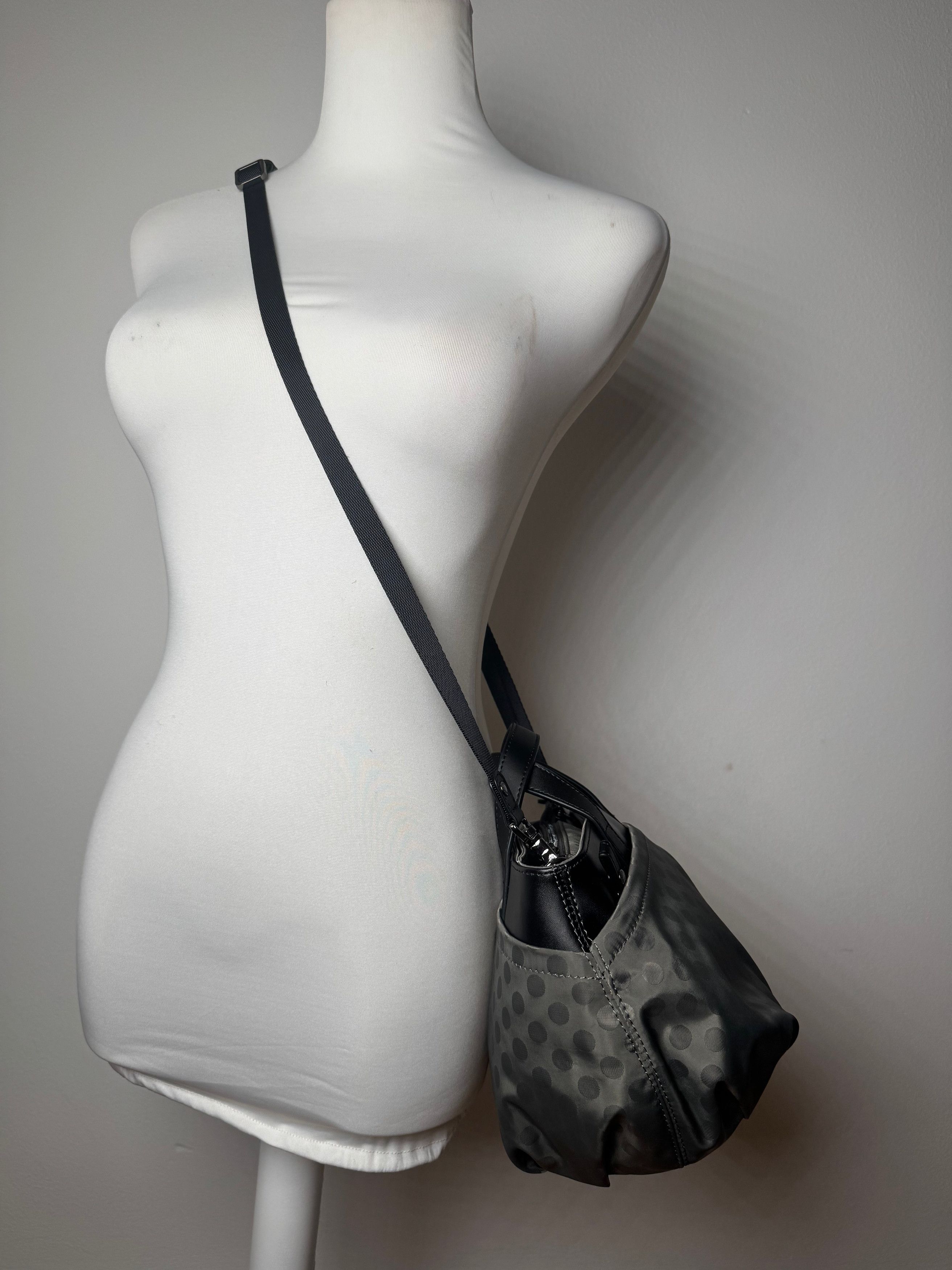 Yohji Yamamoto Vintage Y-Saccs Polkadot 2Way Handbag Grey Black Size ONE SIZE - 11 Thumbnail