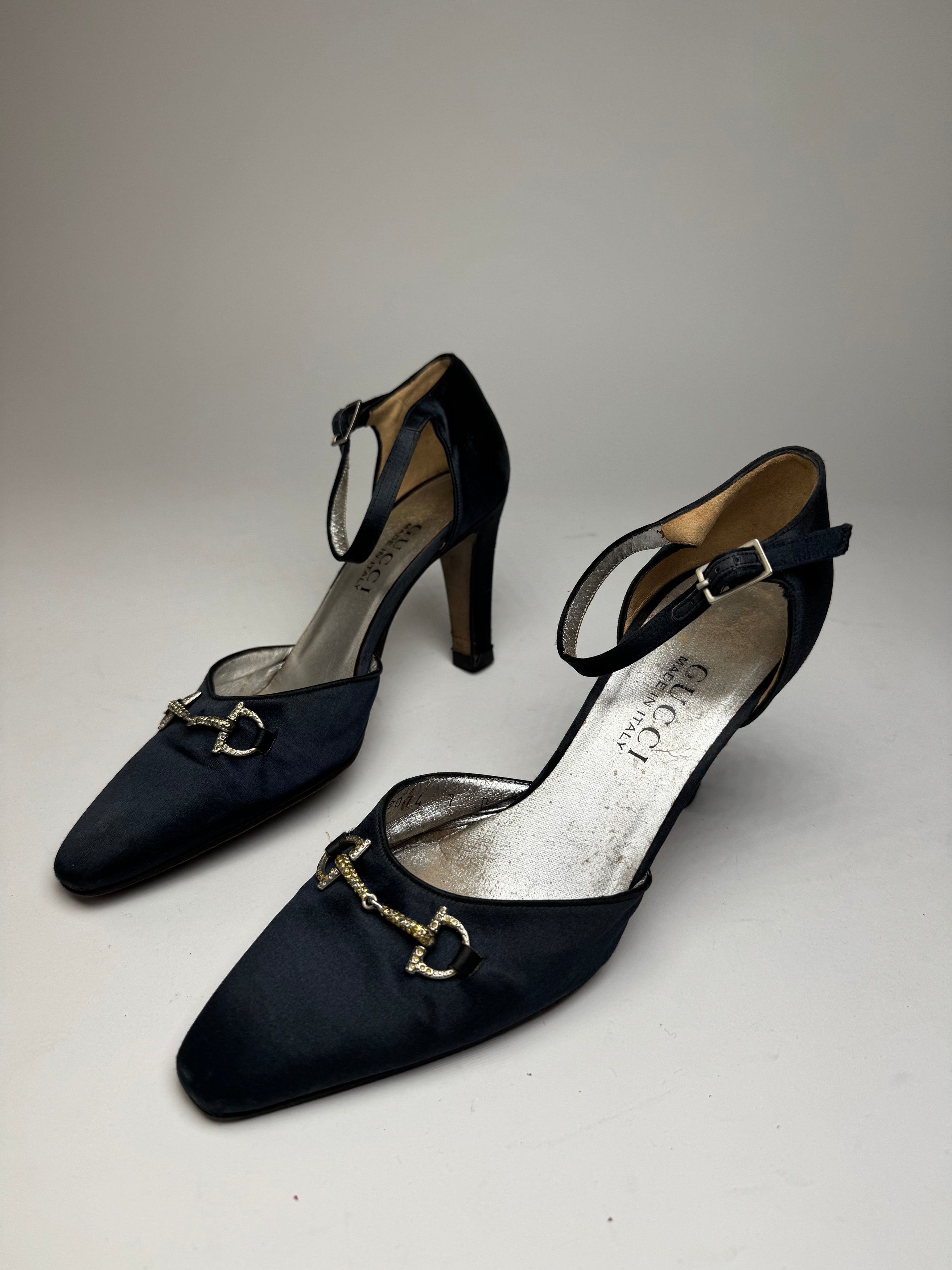 Gucci Vintage Horsebit Pumps Velvet Leather Navy Black Size US 6 / IT 36 - 2 Thumbnail