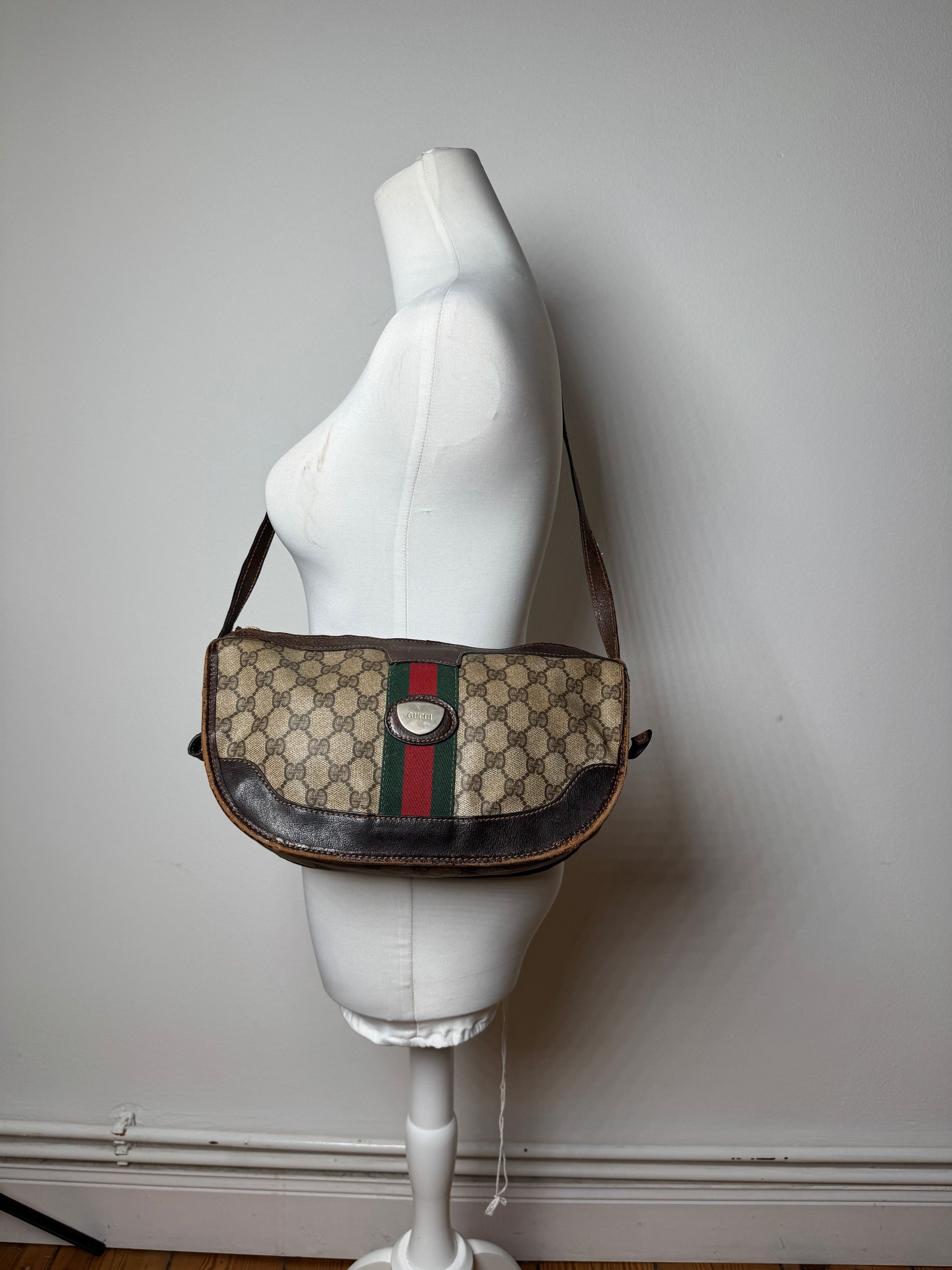 Gucci Vintage Monogram Shoulder bag grey Brown Size ONE SIZE - 4 Thumbnail