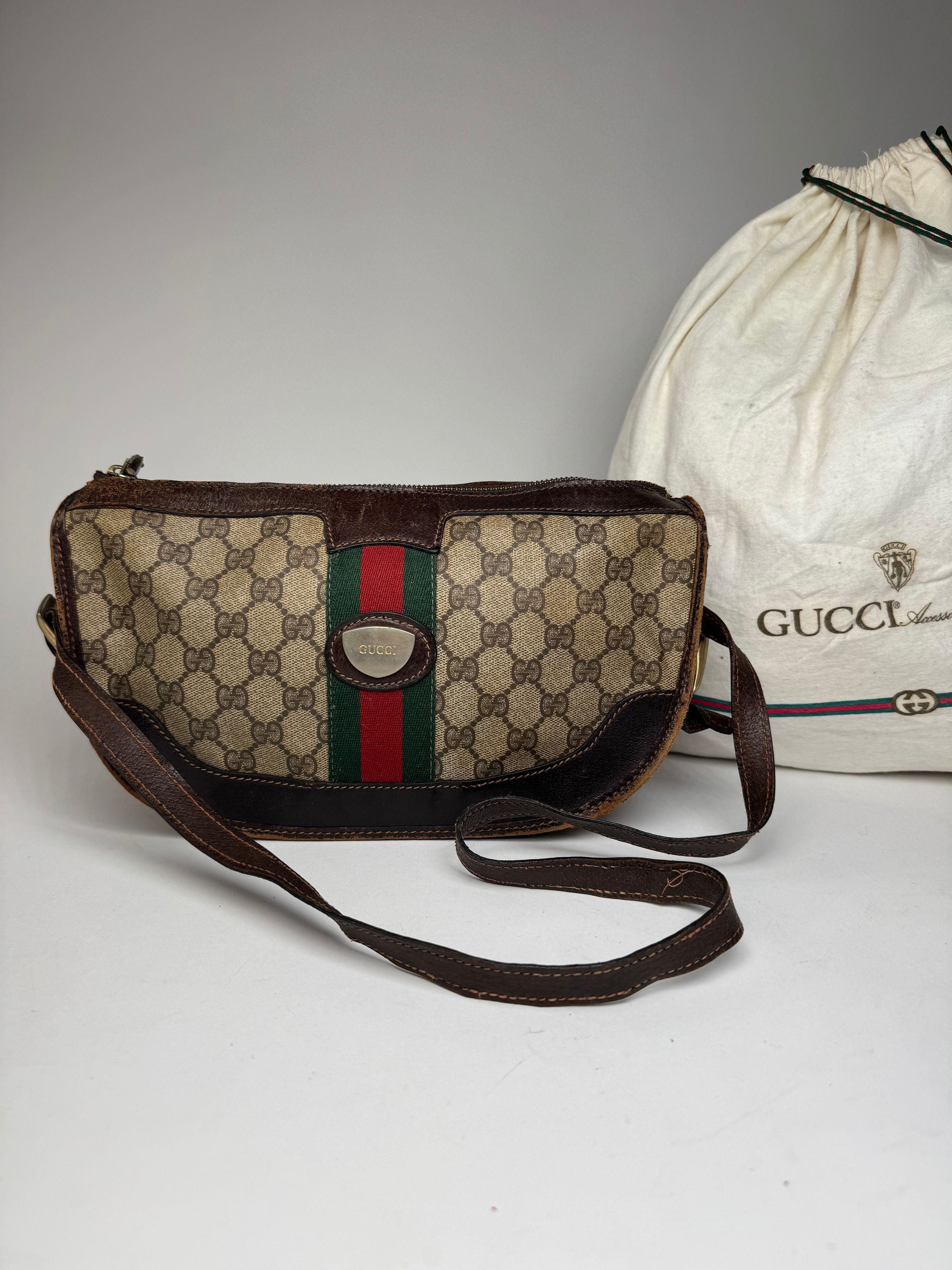 Gucci Vintage Monogram Shoulder bag grey Brown Size ONE SIZE - 12 Thumbnail