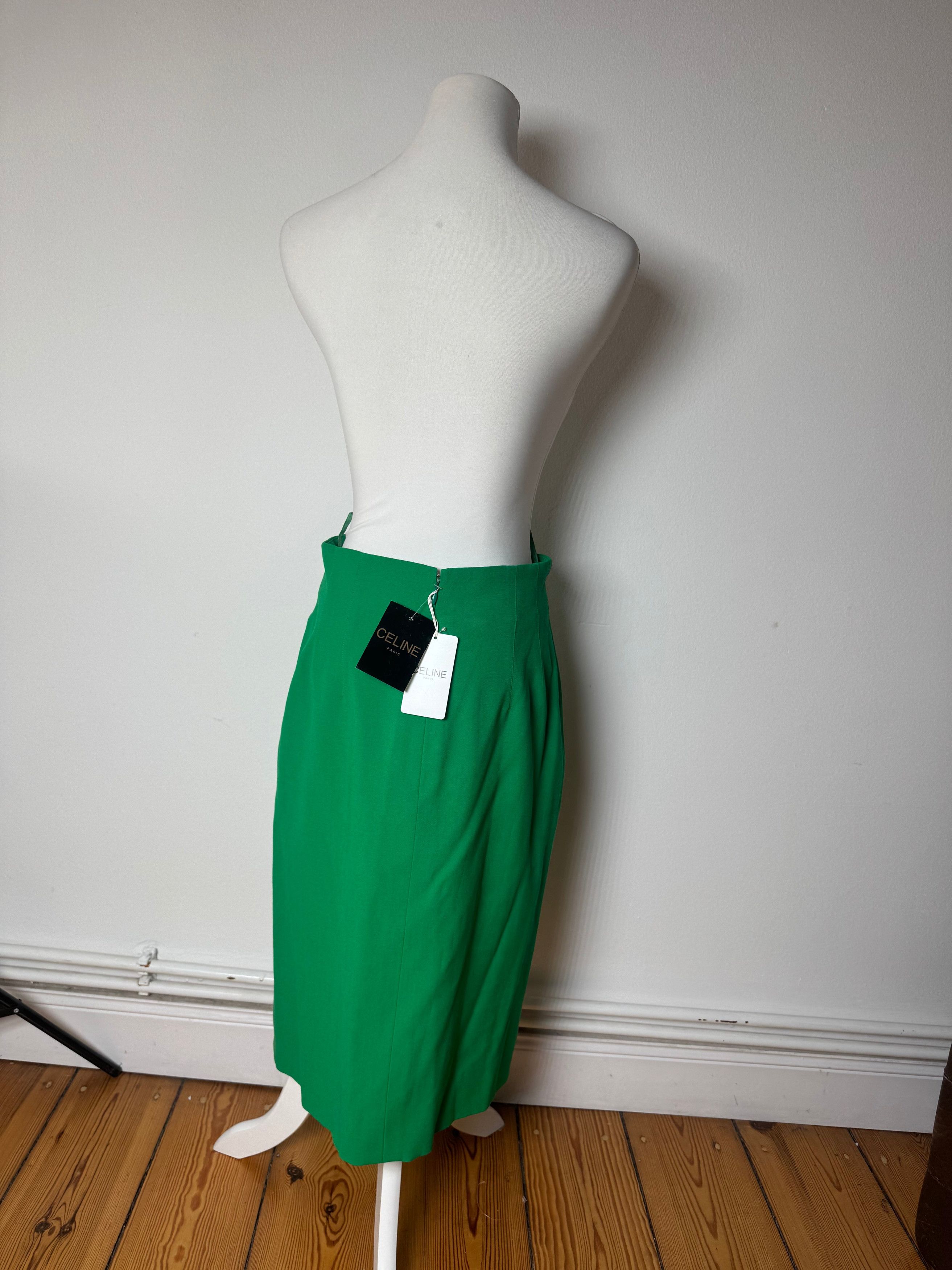 Celine Vintage Paris Skirt Green L new with tag Size 34" / US 12 / IT 48 - 3 Thumbnail