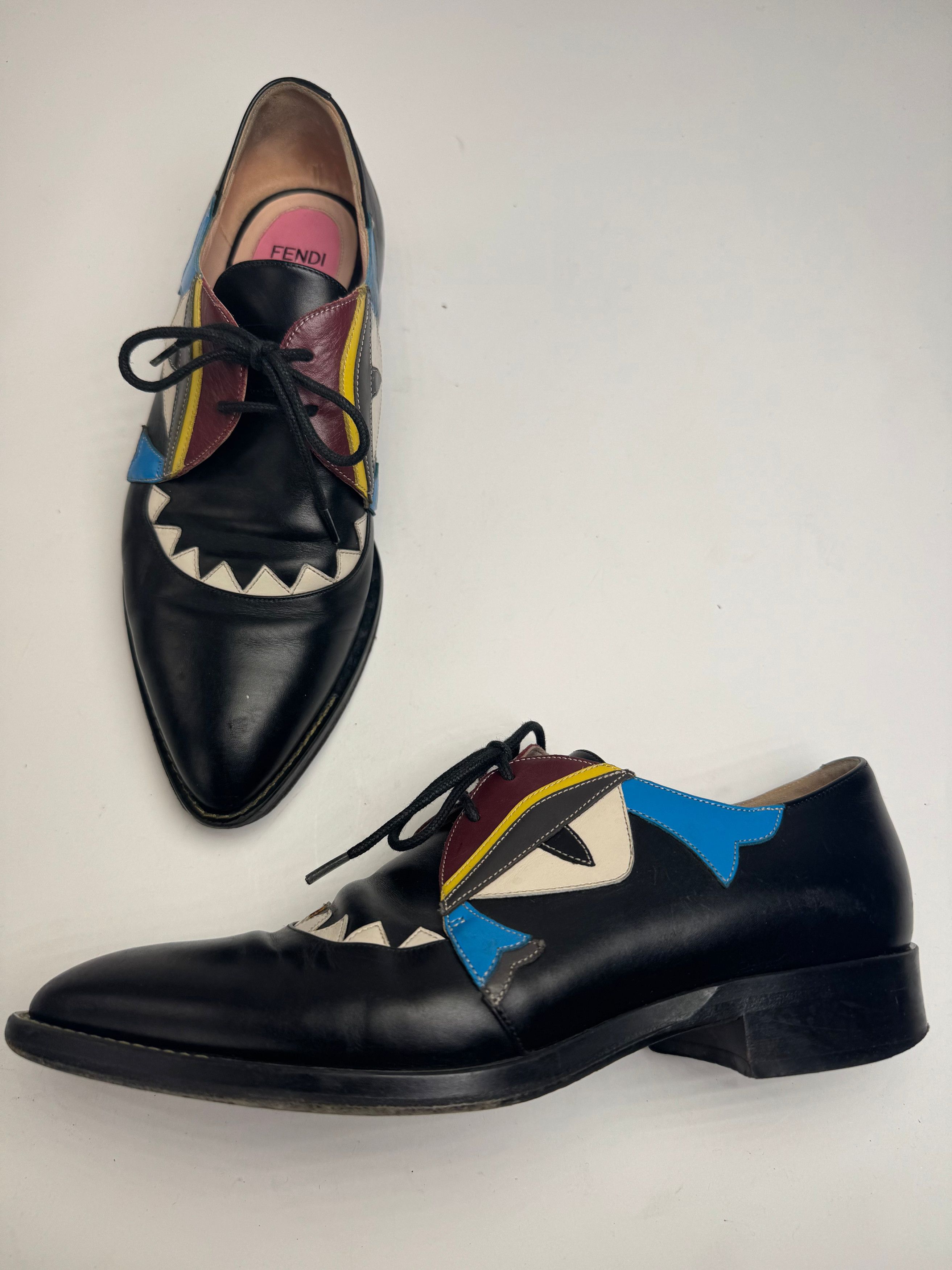 Fendi Vintage Leather Laced Up Shoes Black EU36 Size US 5 / IT 35 - 2 Thumbnail