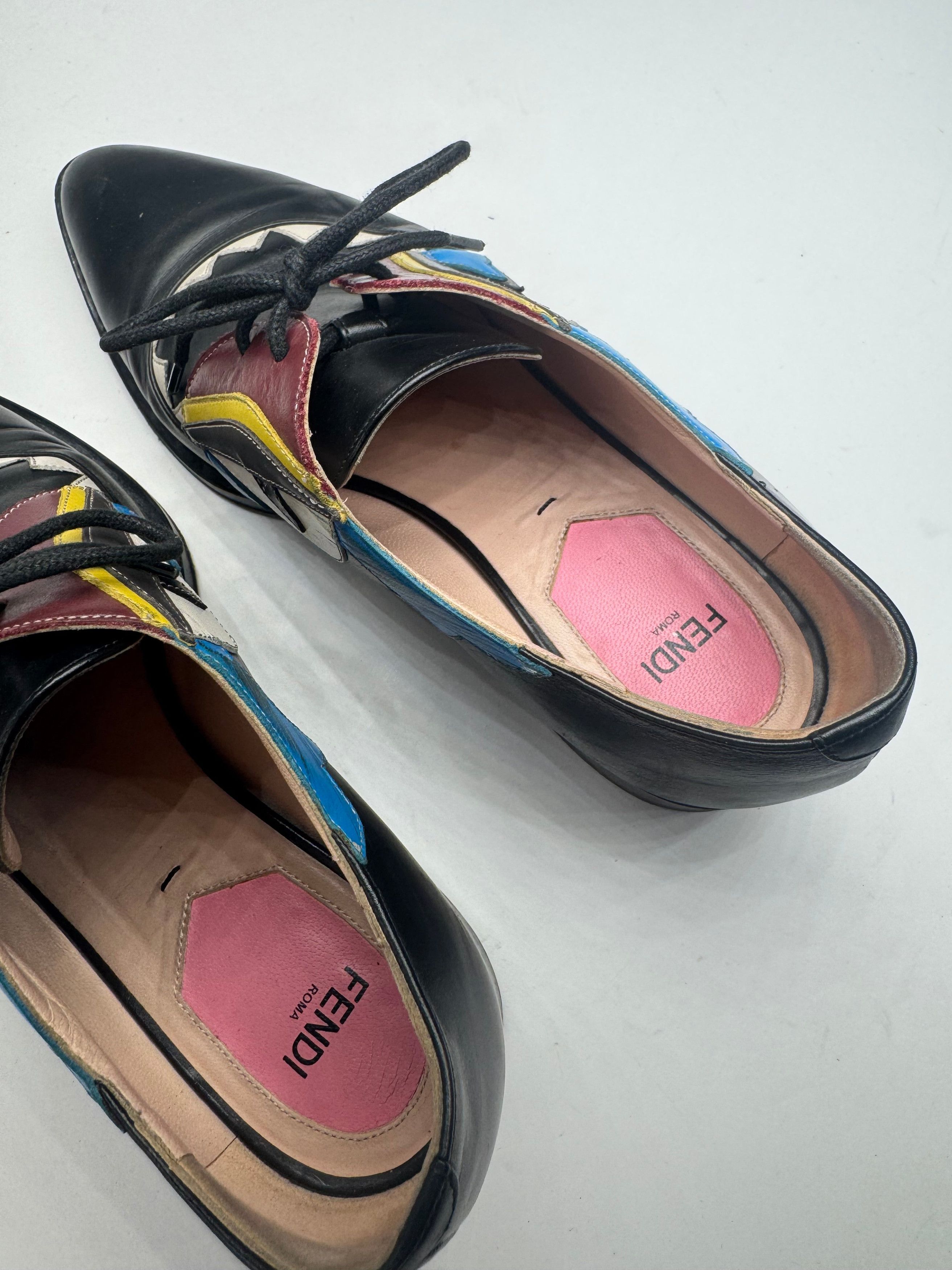 Fendi Vintage Leather Laced Up Shoes Black EU36 Size US 5 / IT 35 - 9 Thumbnail