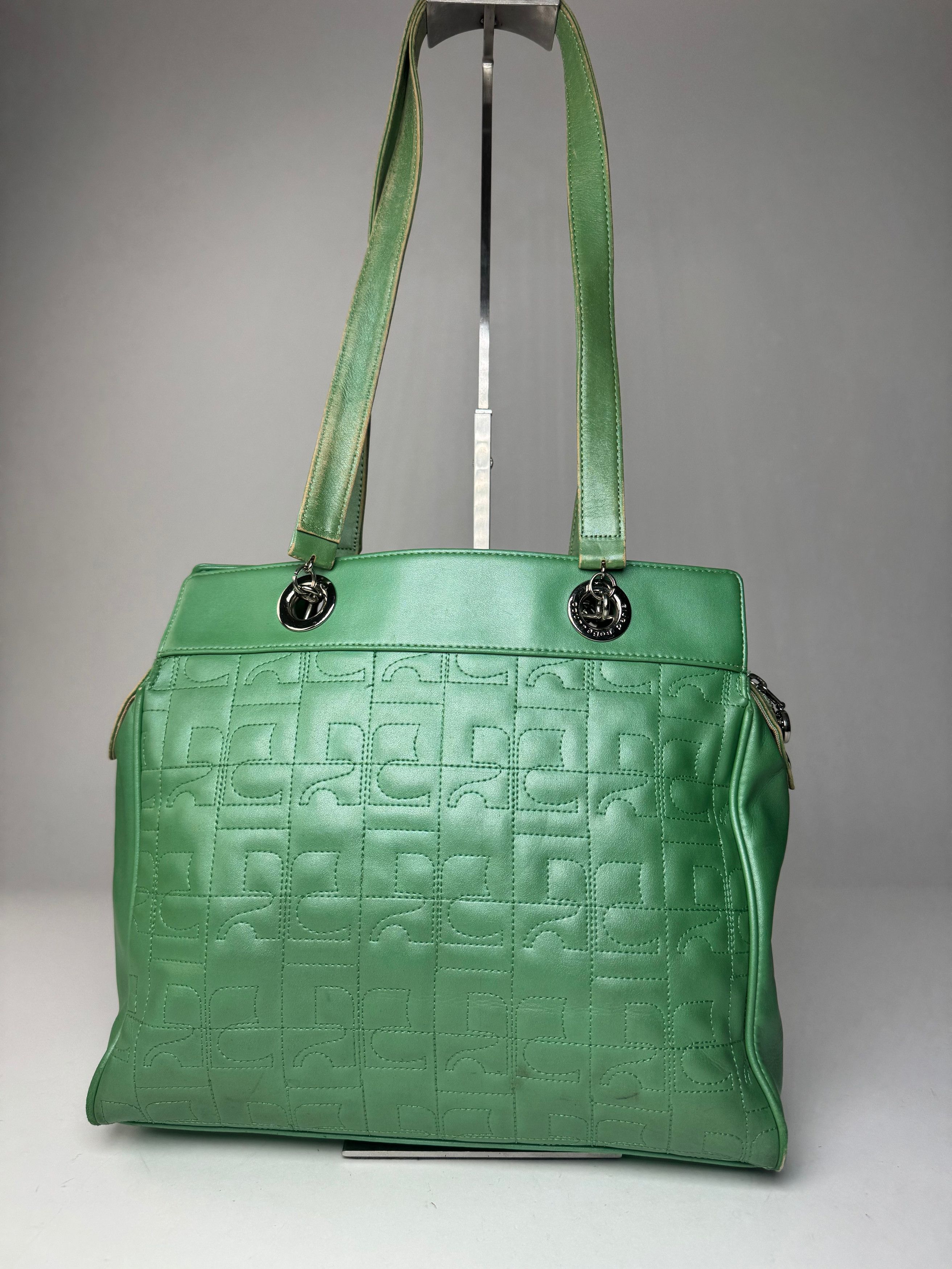 Courreges Vintage Leather Mobogram Handbag Green Size ONE SIZE - 10 Thumbnail