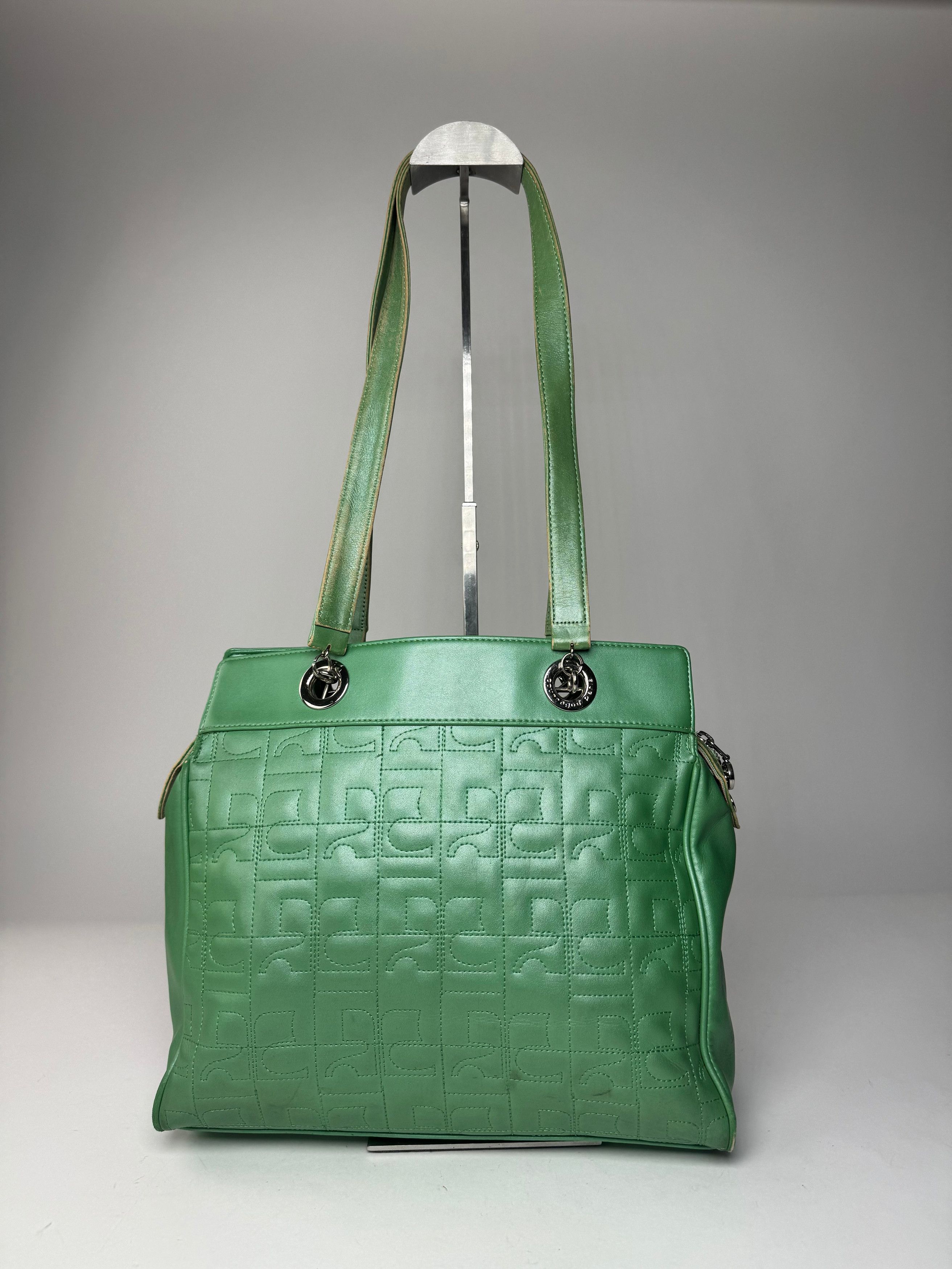 Courreges Vintage Leather Mobogram Handbag Green Size ONE SIZE - 2 Thumbnail