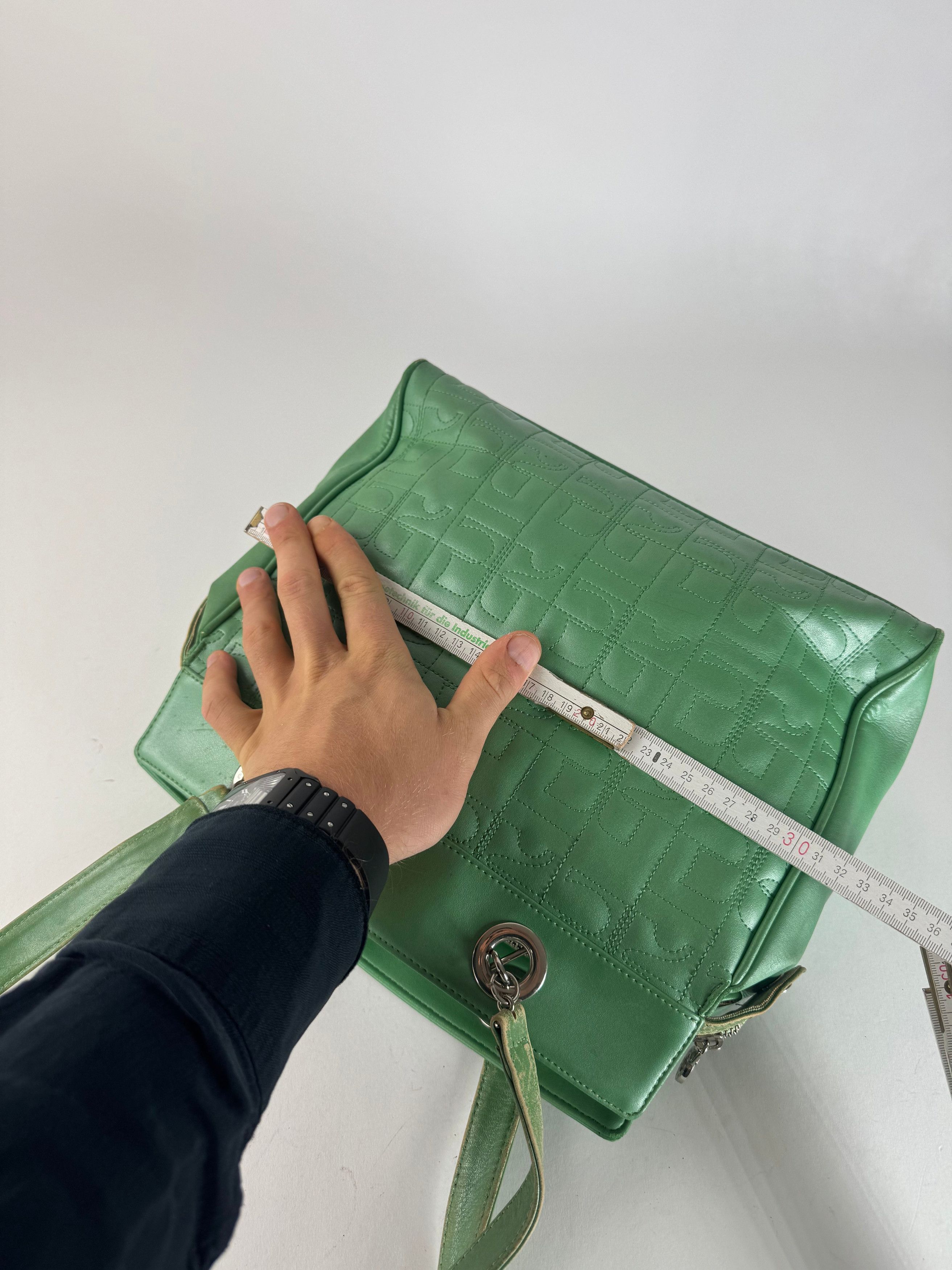 Courreges Vintage Leather Mobogram Handbag Green Size ONE SIZE - 8 Thumbnail
