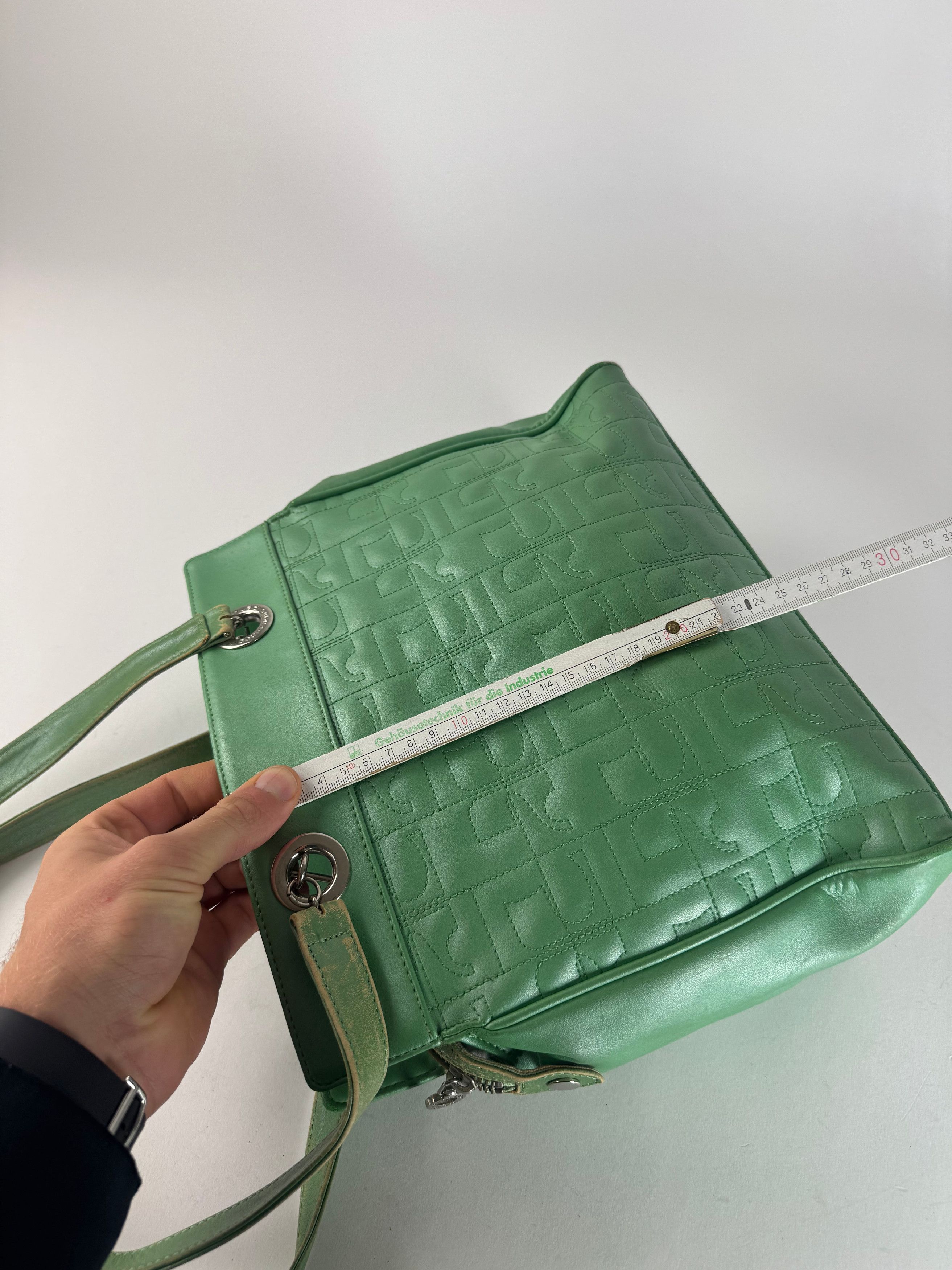 Courreges Vintage Leather Mobogram Handbag Green Size ONE SIZE - 9 Thumbnail