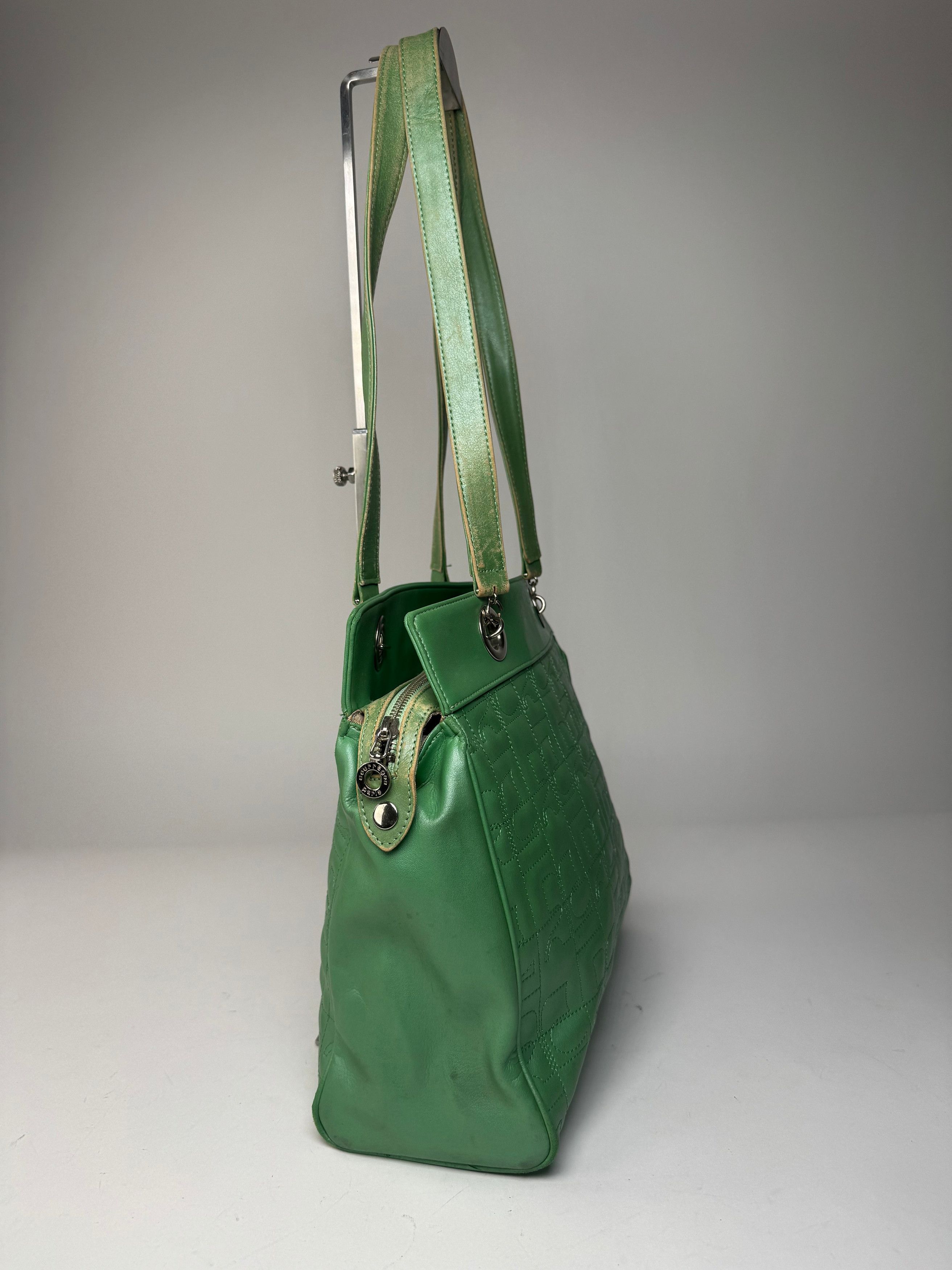 Courreges Vintage Leather Mobogram Handbag Green Size ONE SIZE - 7 Thumbnail