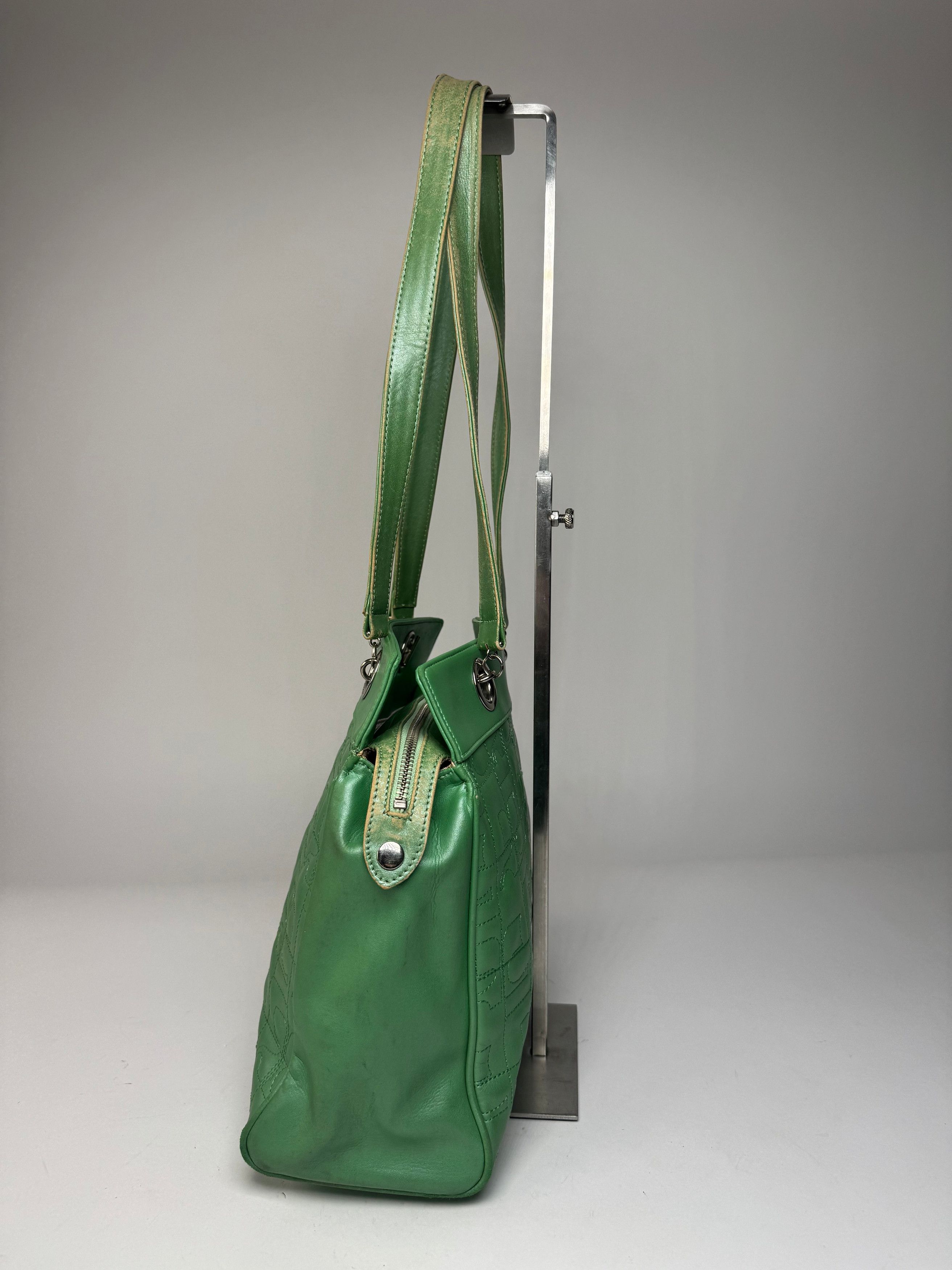 Courreges Vintage Leather Mobogram Handbag Green Size ONE SIZE - 5 Thumbnail