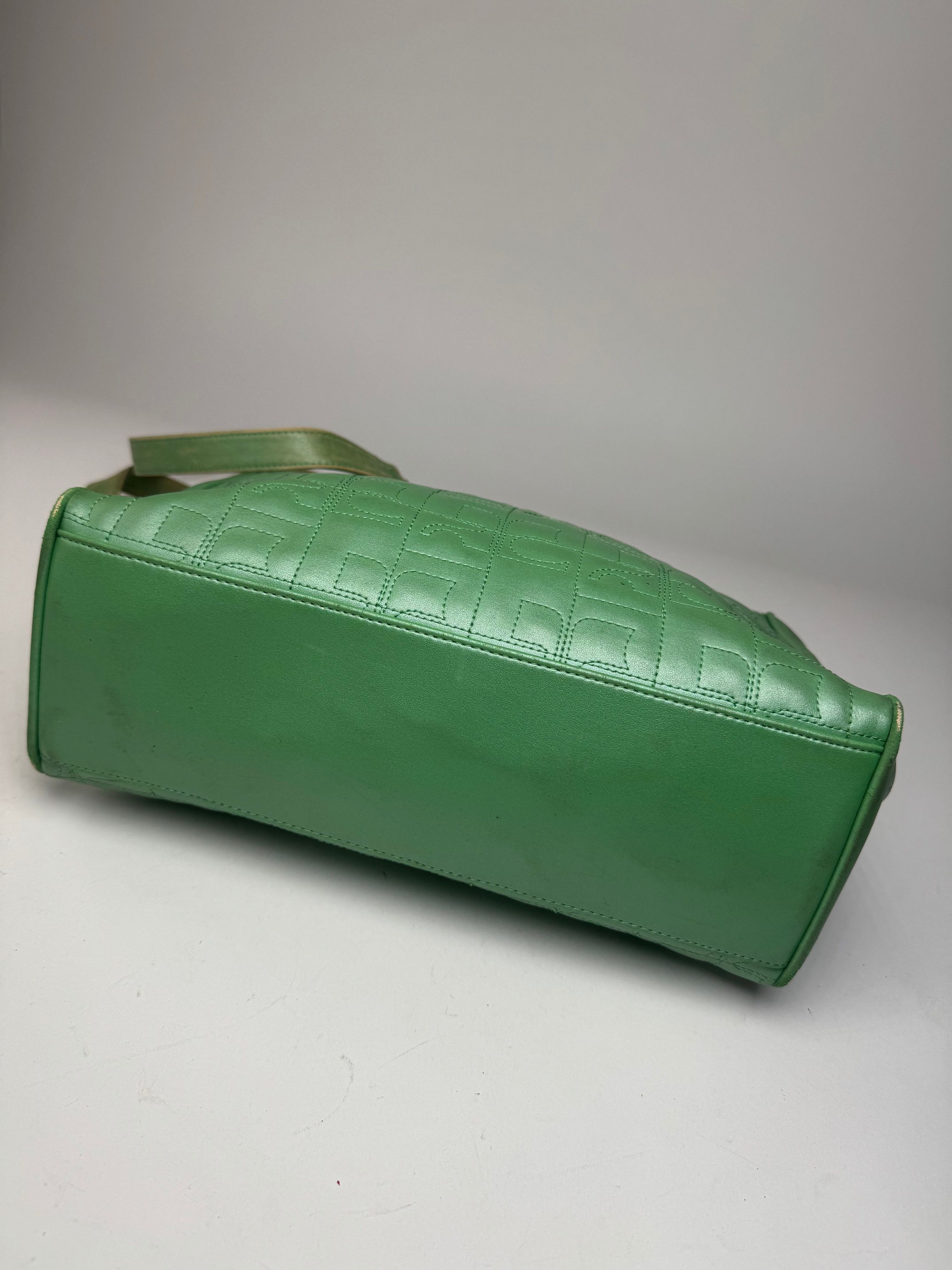 Courreges Vintage Leather Mobogram Handbag Green Size ONE SIZE - 11 Thumbnail