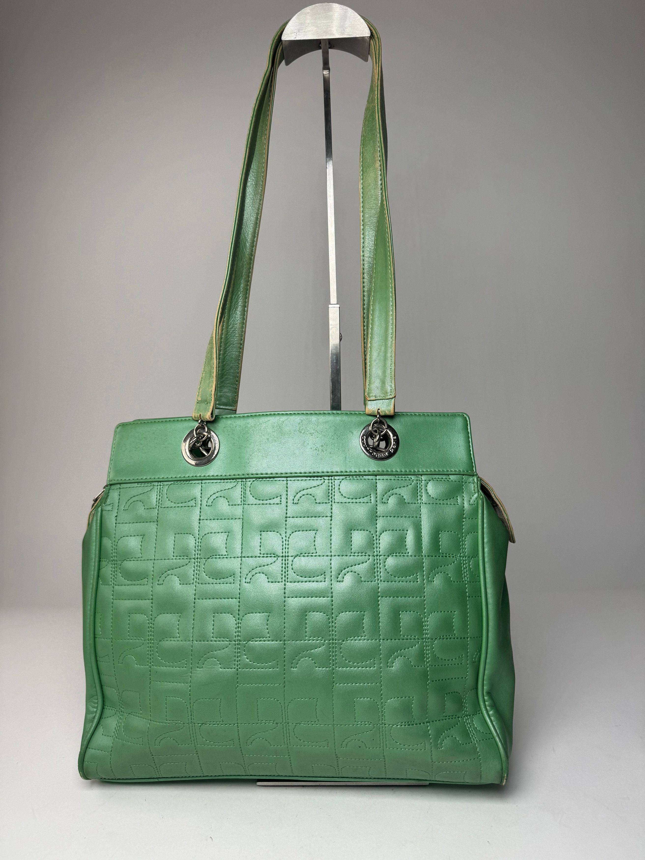 Courreges Vintage Leather Mobogram Handbag Green Size ONE SIZE - 12 Thumbnail