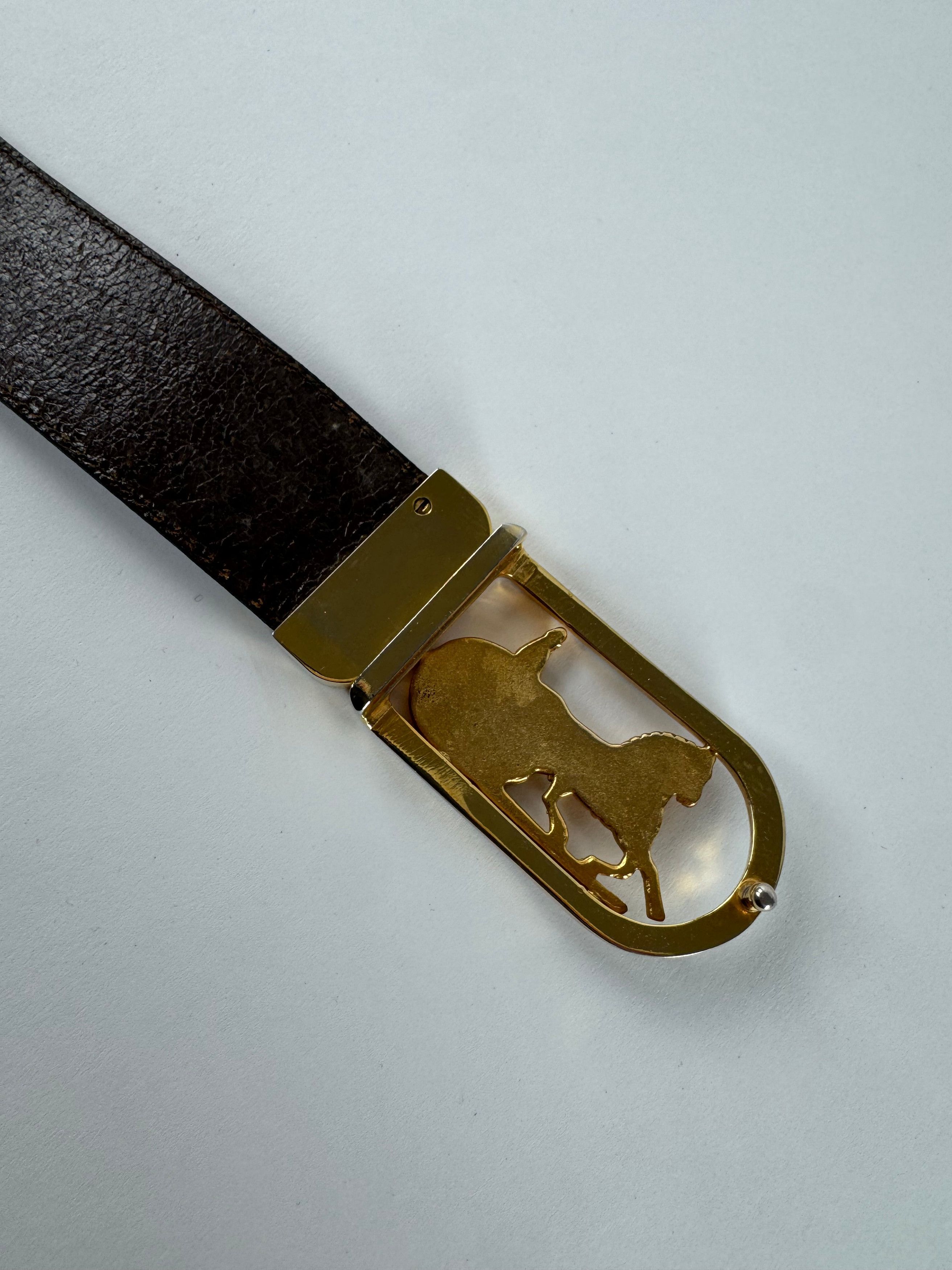 Celine Vintage Paris Carriage Logo Leather Belt black Size ONE SIZE - 5 Thumbnail