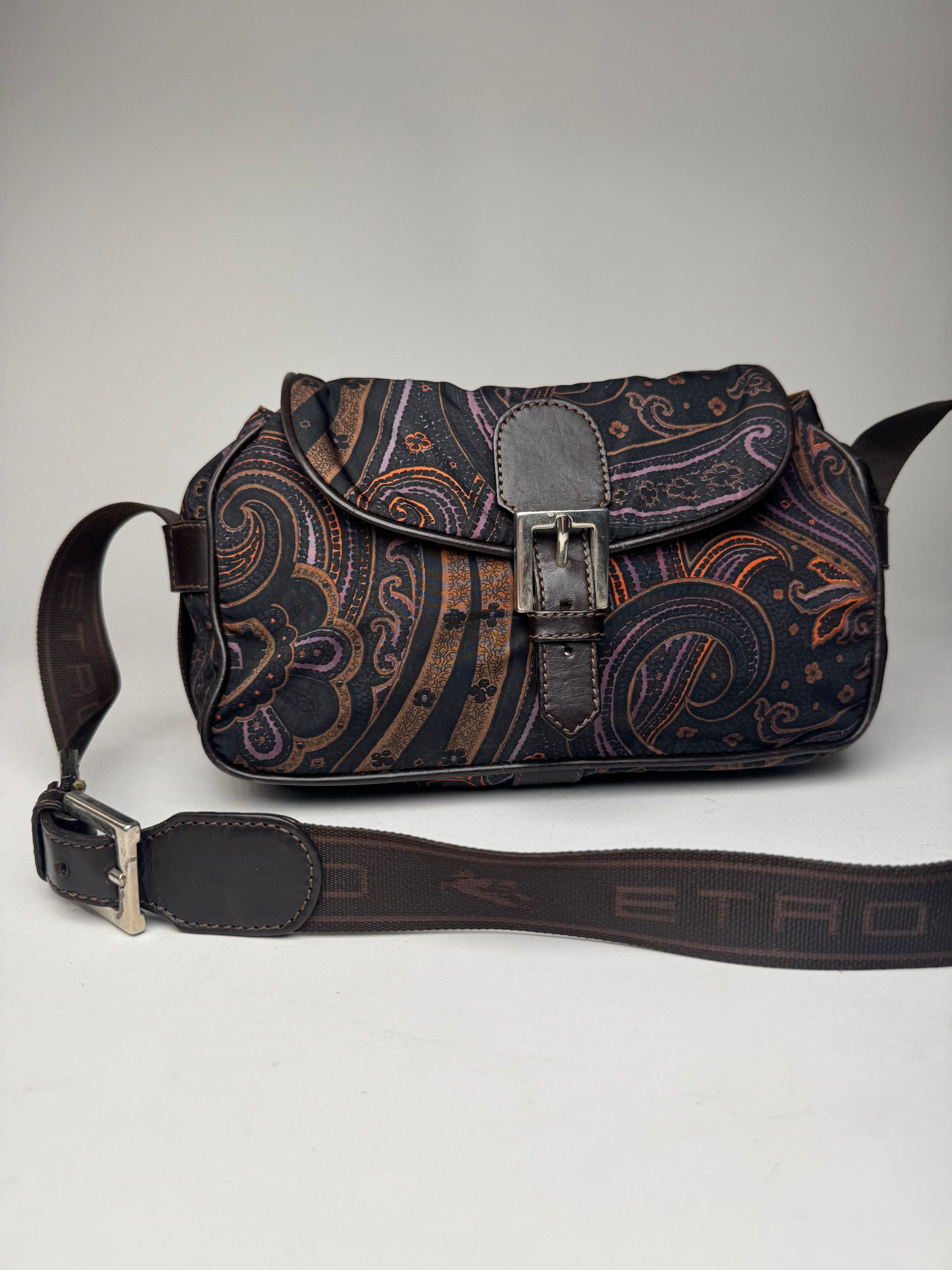 Etro Vintage Paisley Monogram Shoulder / Crossbody Bag Brown Size ONE SIZE - 14 Thumbnail