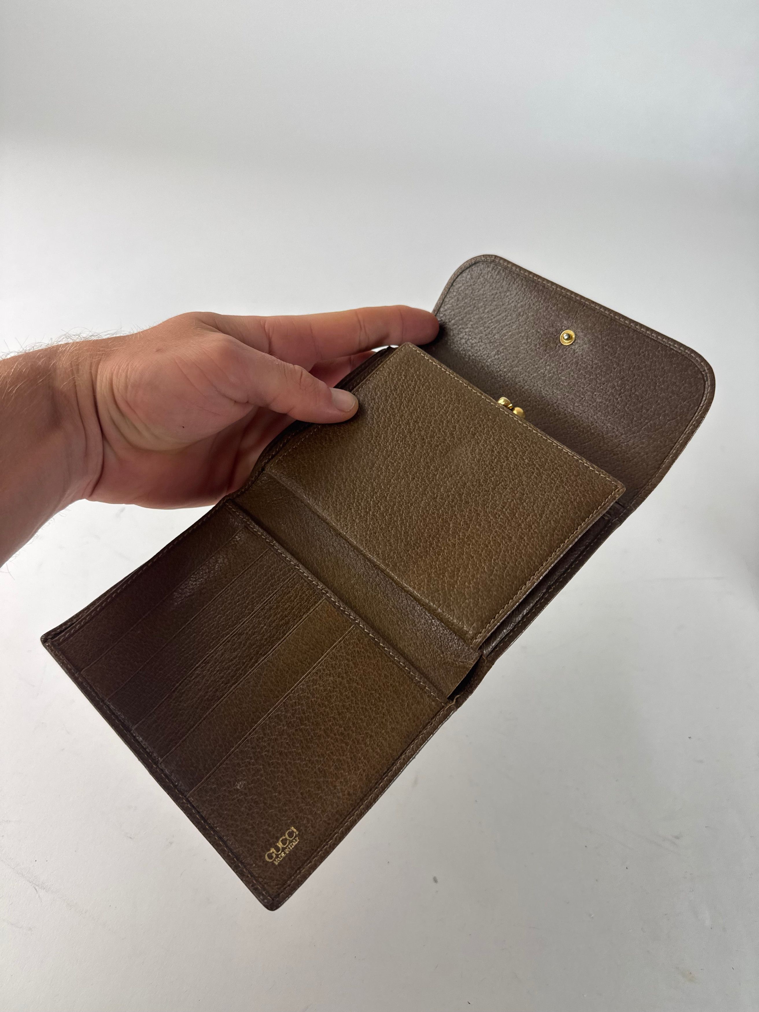 Gucci Vintage Leather Wallet Brown Size ONE SIZE - 4 Thumbnail