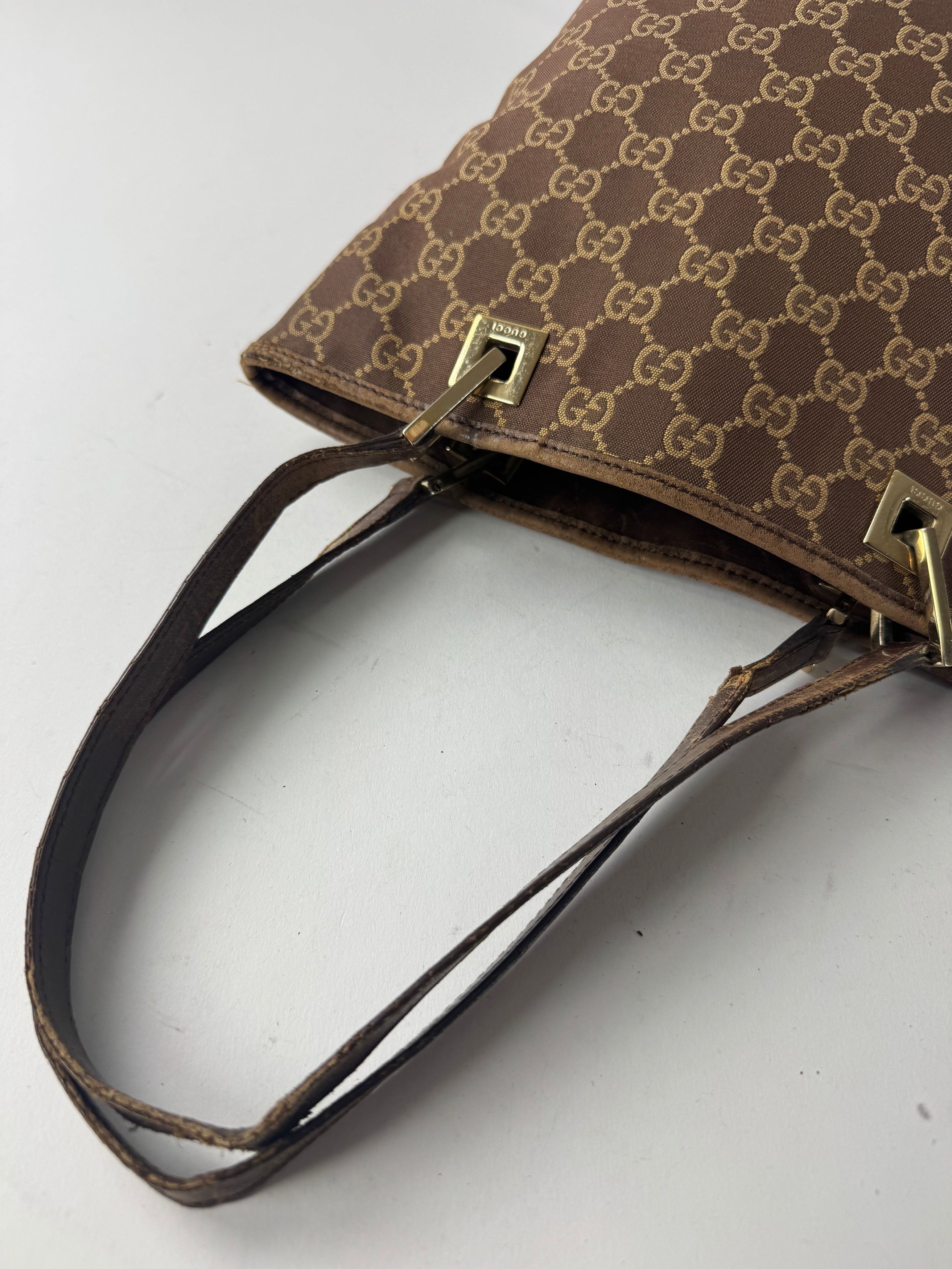 Gucci Vintage Monogram Mini Tote Bag Gold Brown Size ONE SIZE - 10 Thumbnail