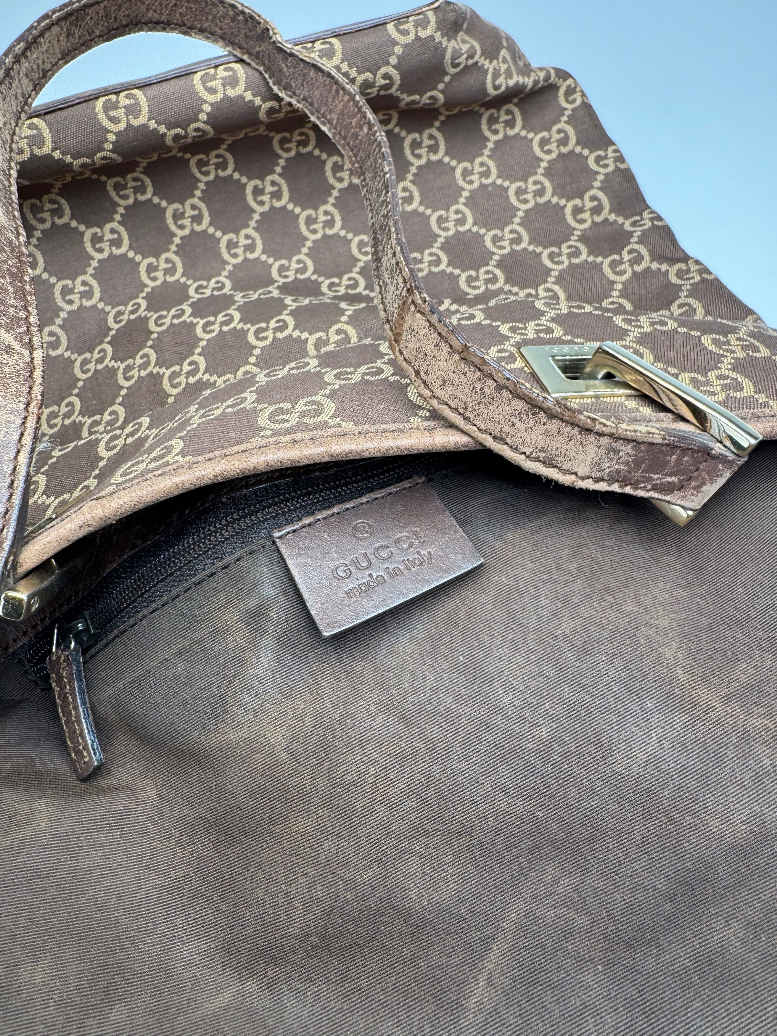 Gucci Vintage Monogram Mini Tote Bag Gold Brown Size ONE SIZE - 4 Thumbnail